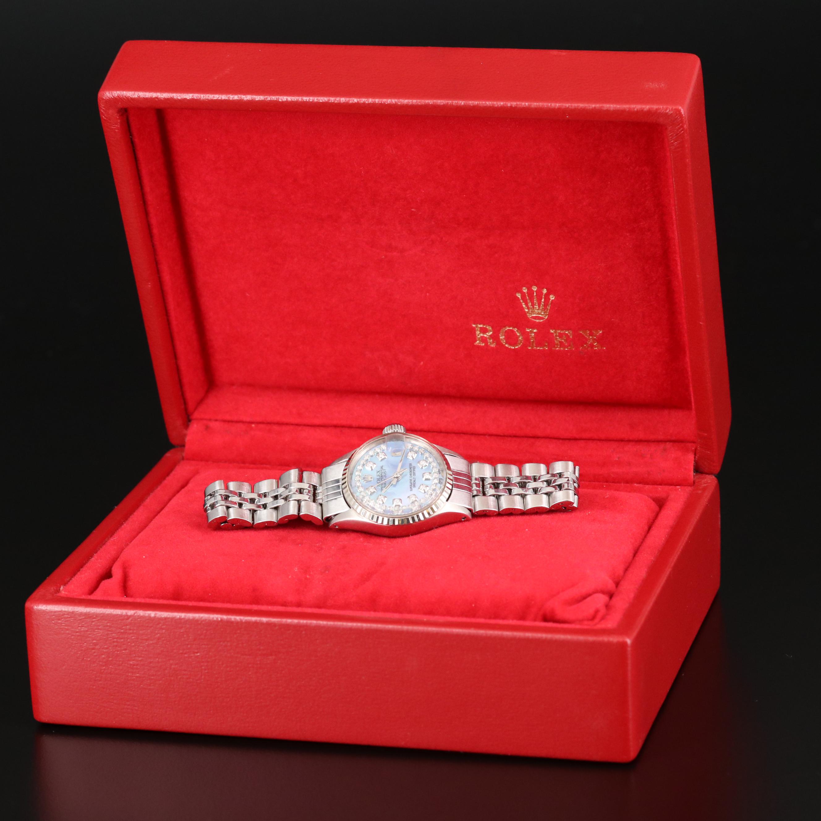 Rolex Datejust Stainless Steel and 14K Gold Diamond Dial Watch, 1967