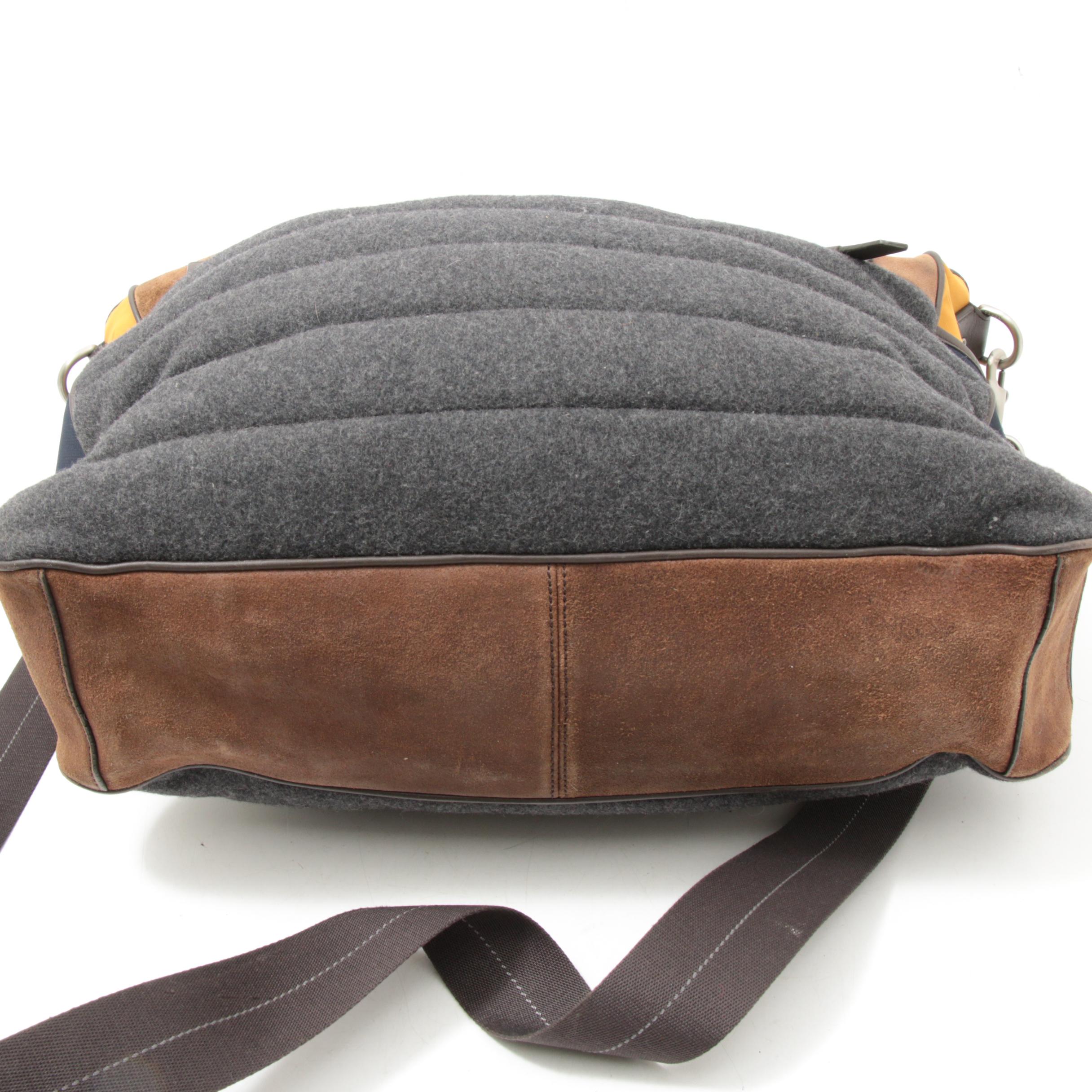 Coach Quilted Wool, Suede and Leather Tote Bag with Detachable Strap