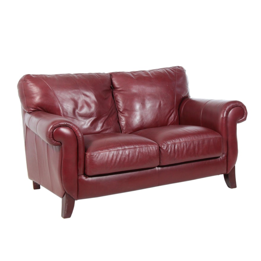 Klaussner Furniture, Maroon Leather Loveseat