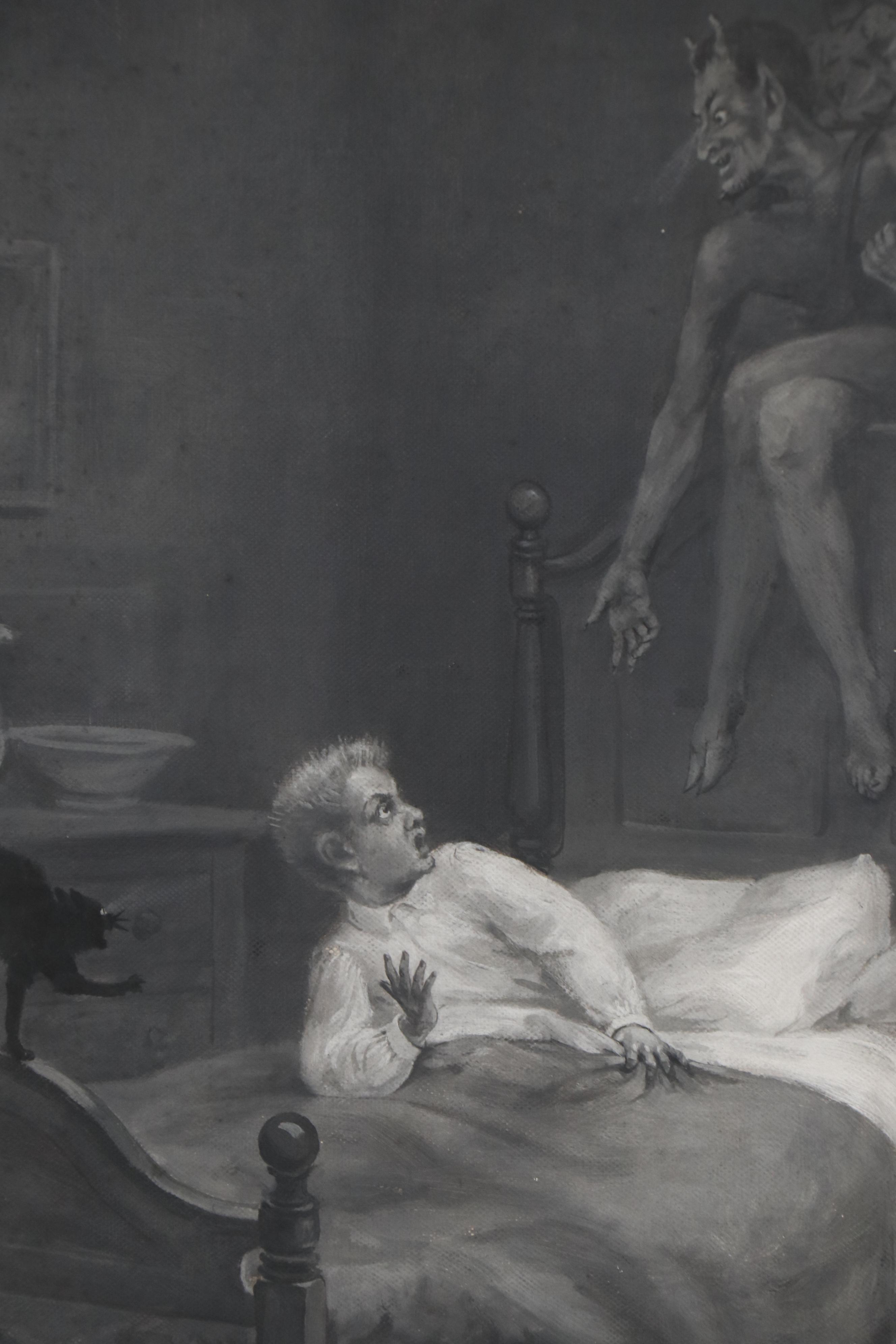 John Ward Dunsmore Oil Painting "Boy and Cat"