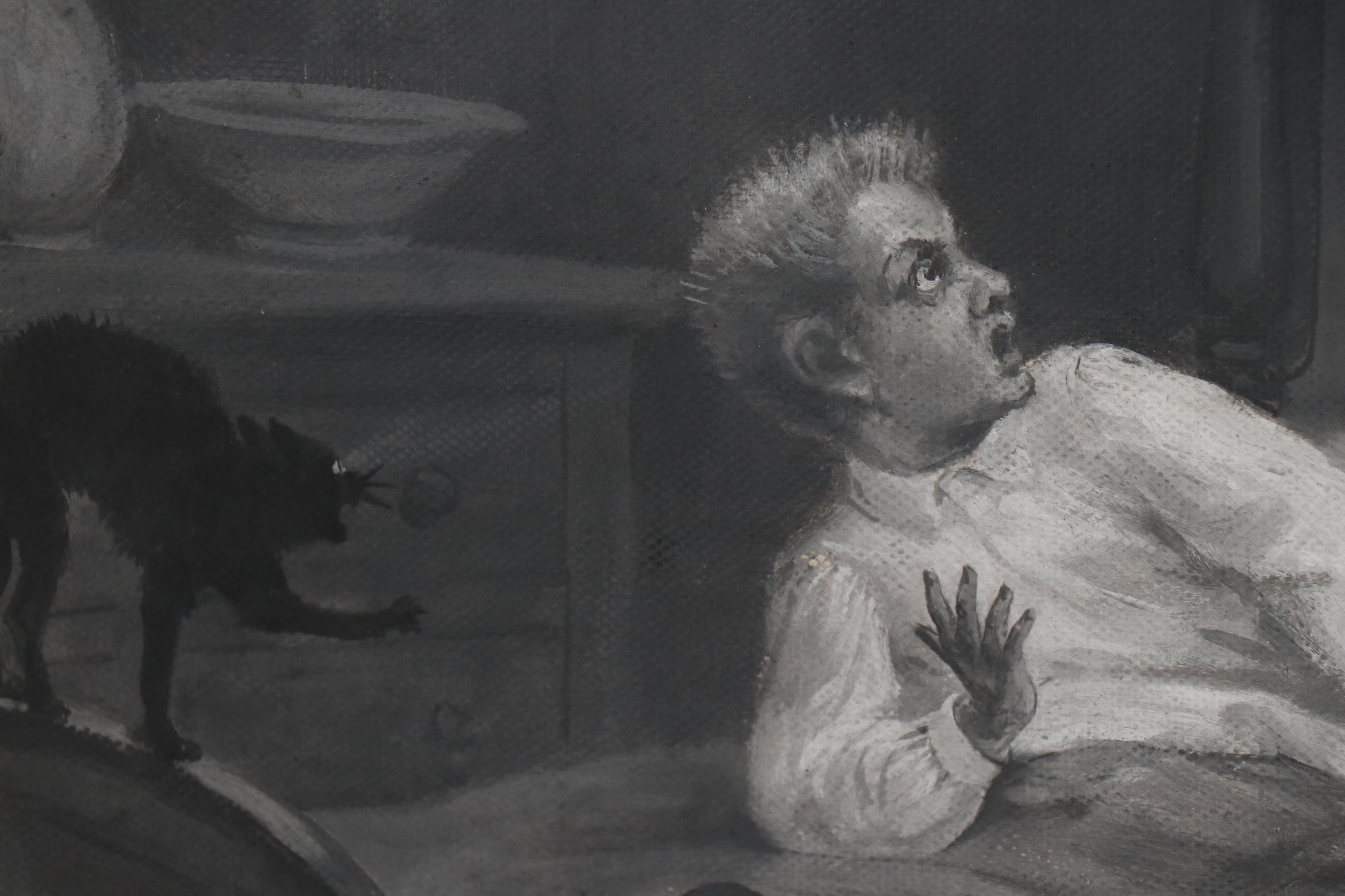 John Ward Dunsmore Oil Painting "Boy and Cat"