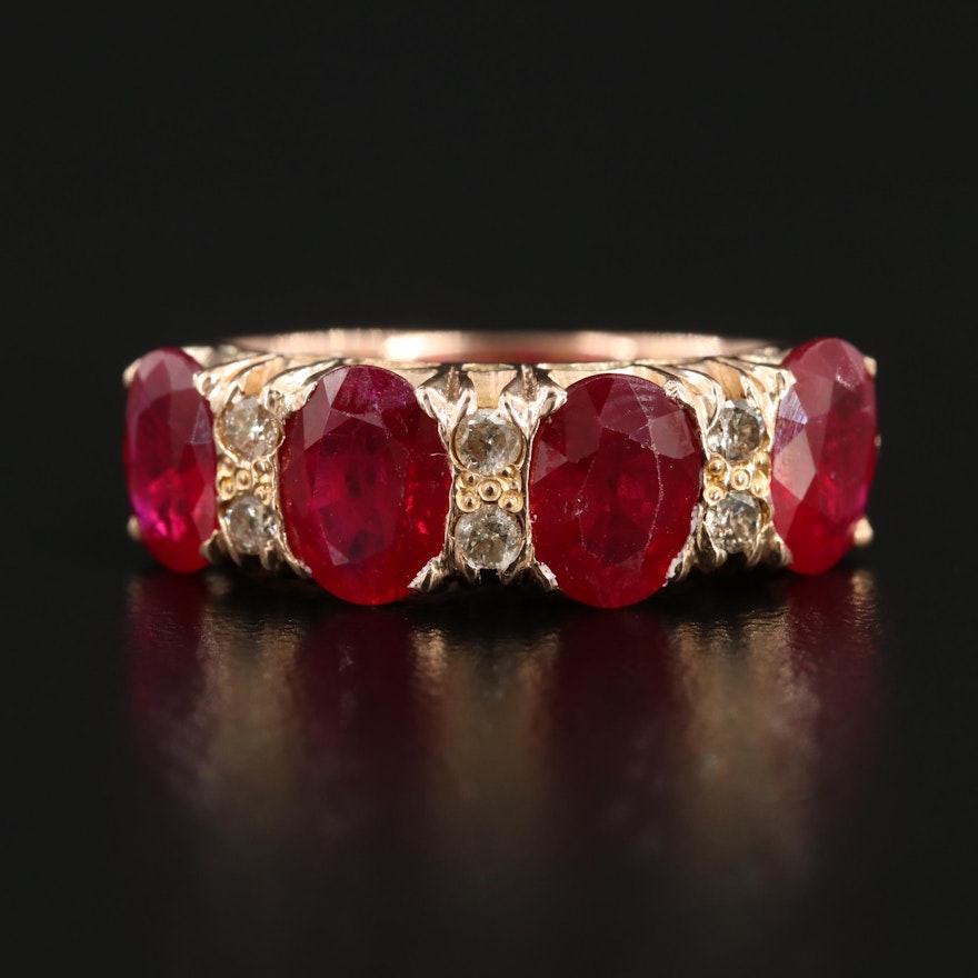 14K Rose Gold Ruby and Diamond Ring