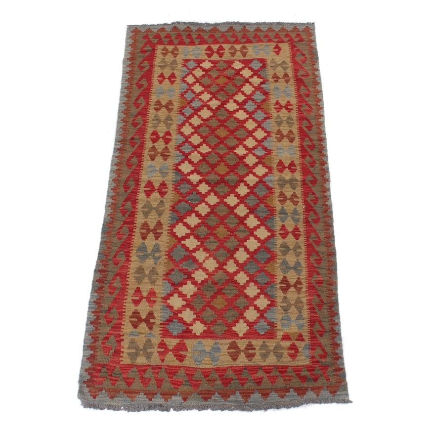 3'2 x 6'5 Handwoven Turkish Kilim Wool Rug