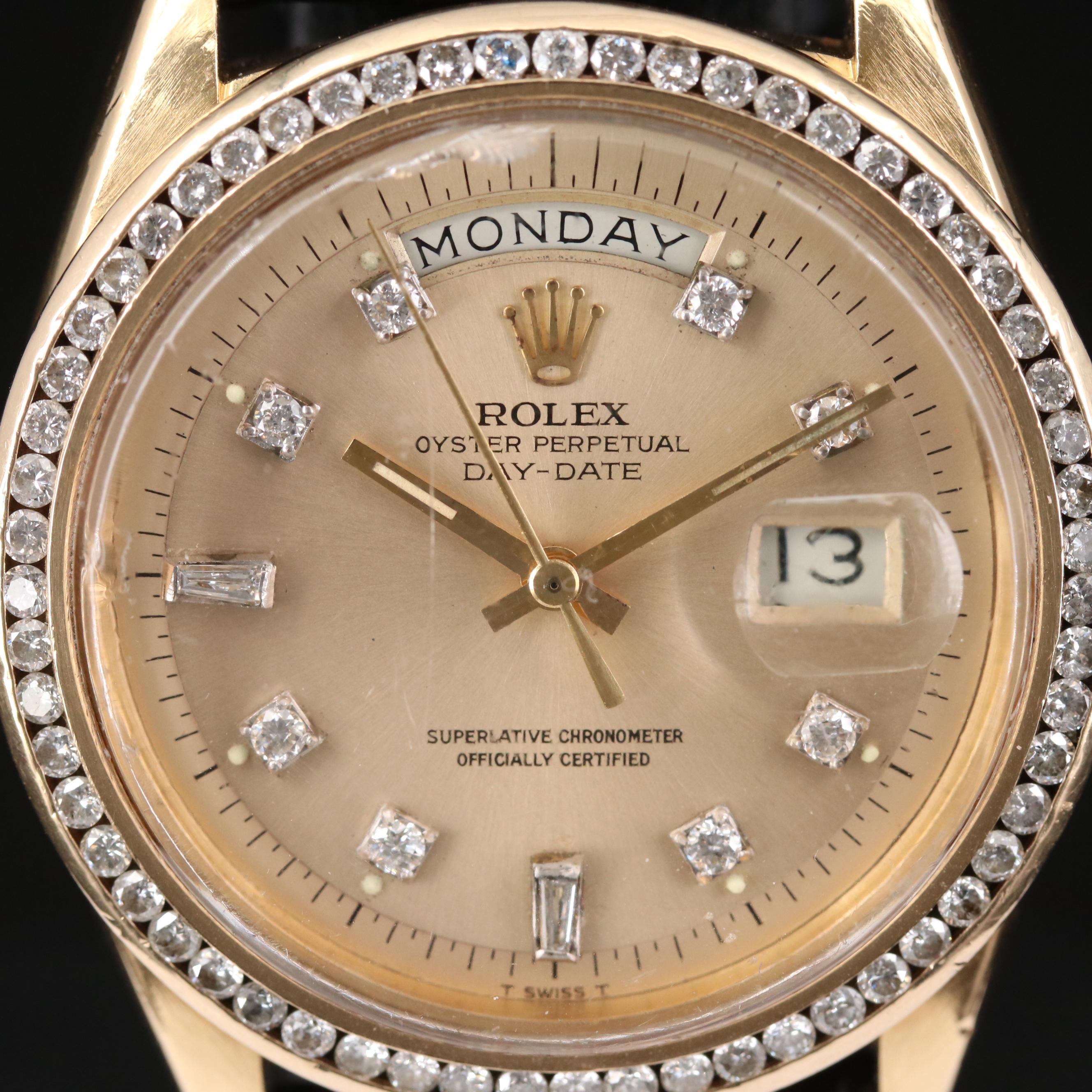 Rolex Day - Date 18K Yellow Gold 1.57 CTW Diamond Watch, 1971