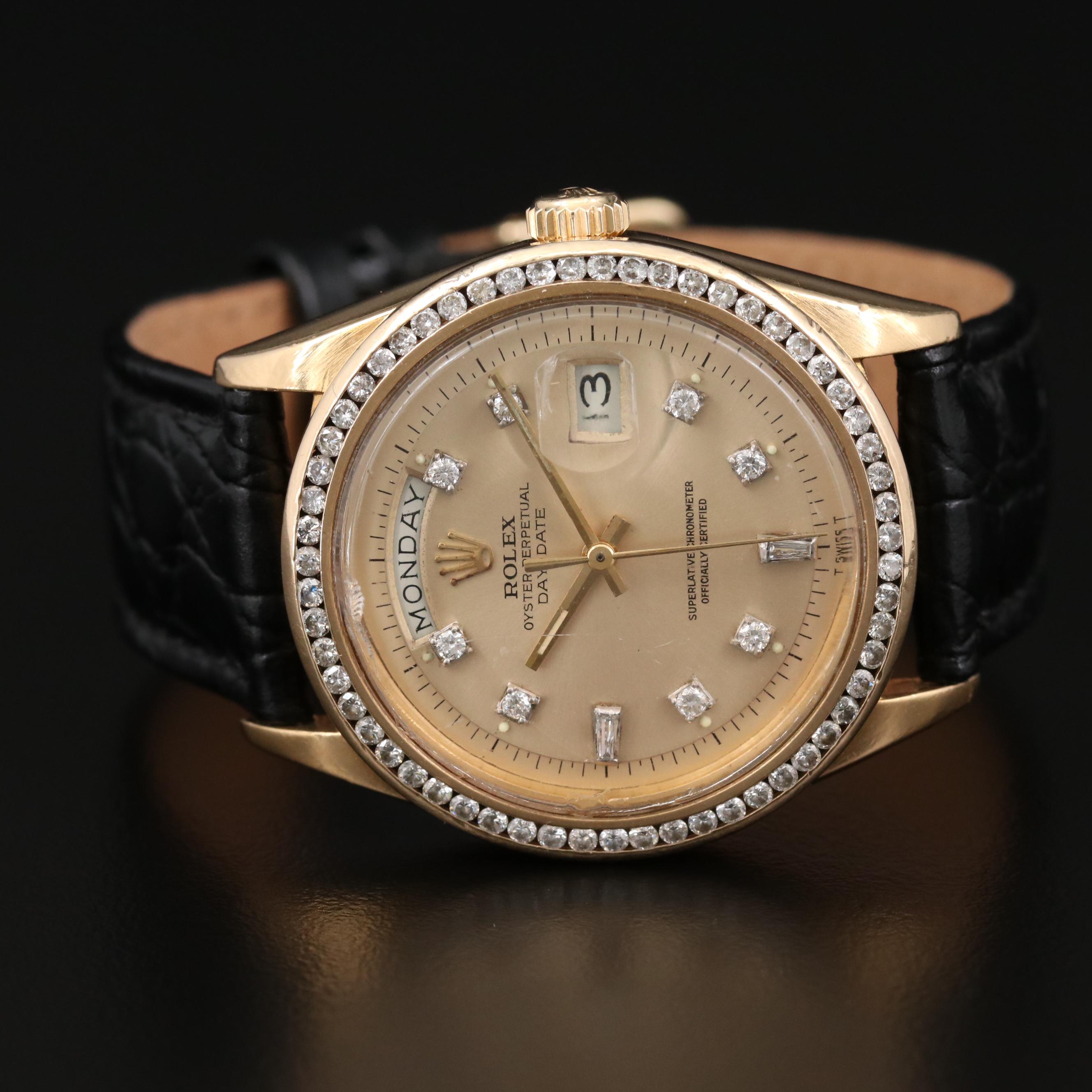 Rolex Day - Date 18K Yellow Gold 1.57 CTW Diamond Watch, 1971