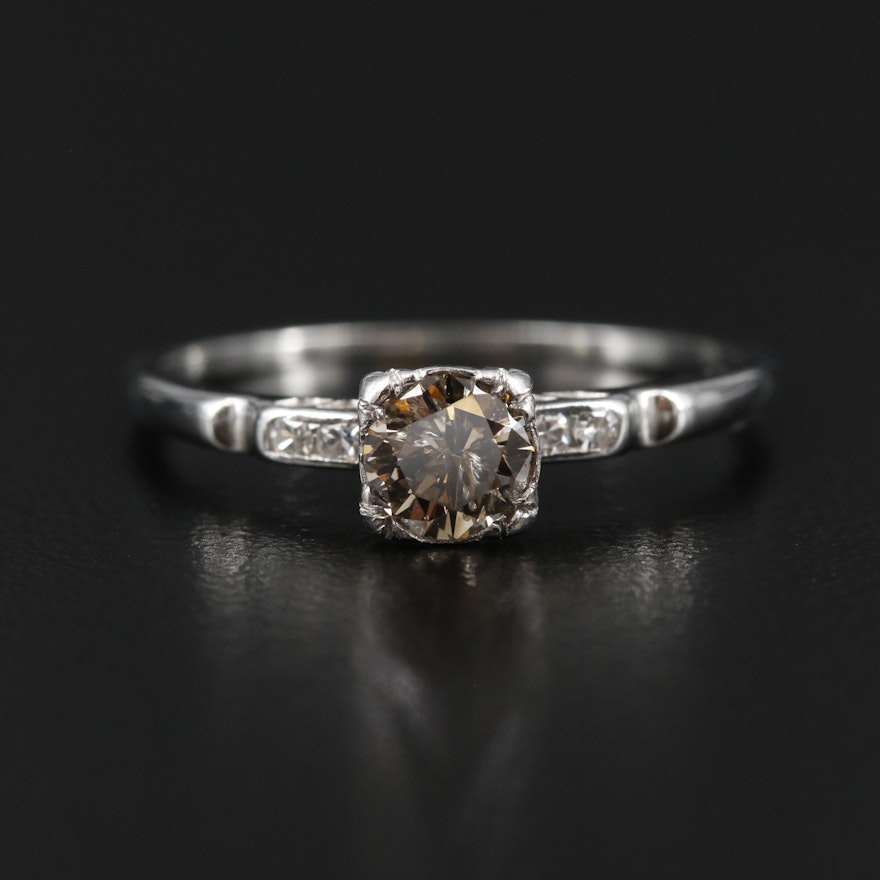 18K White Gold and Palladium Diamond Ring