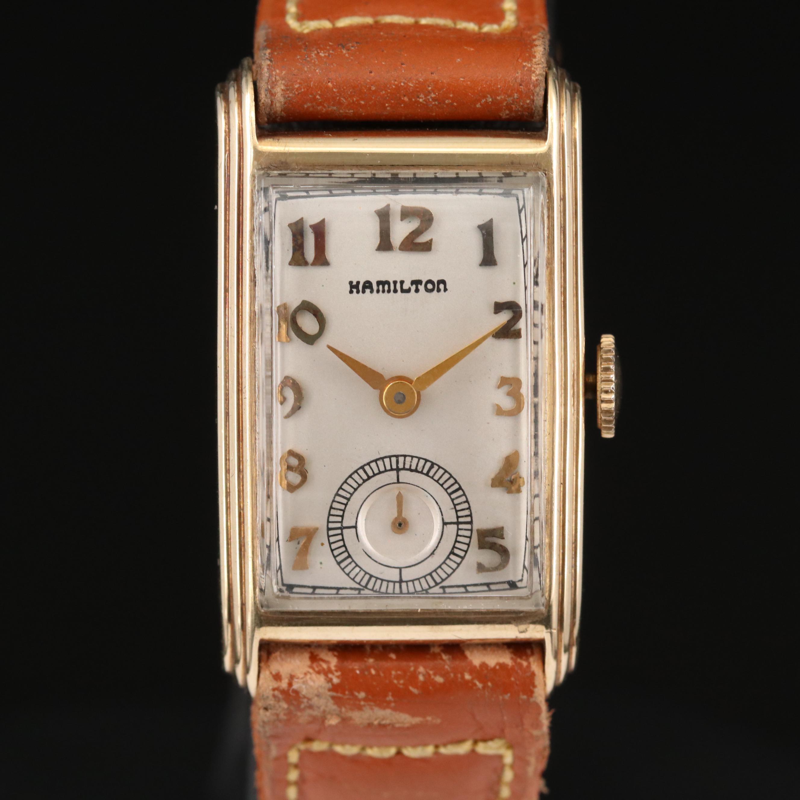 Vintage Hamilton Boulton 14K Gold Stem Wind Watch