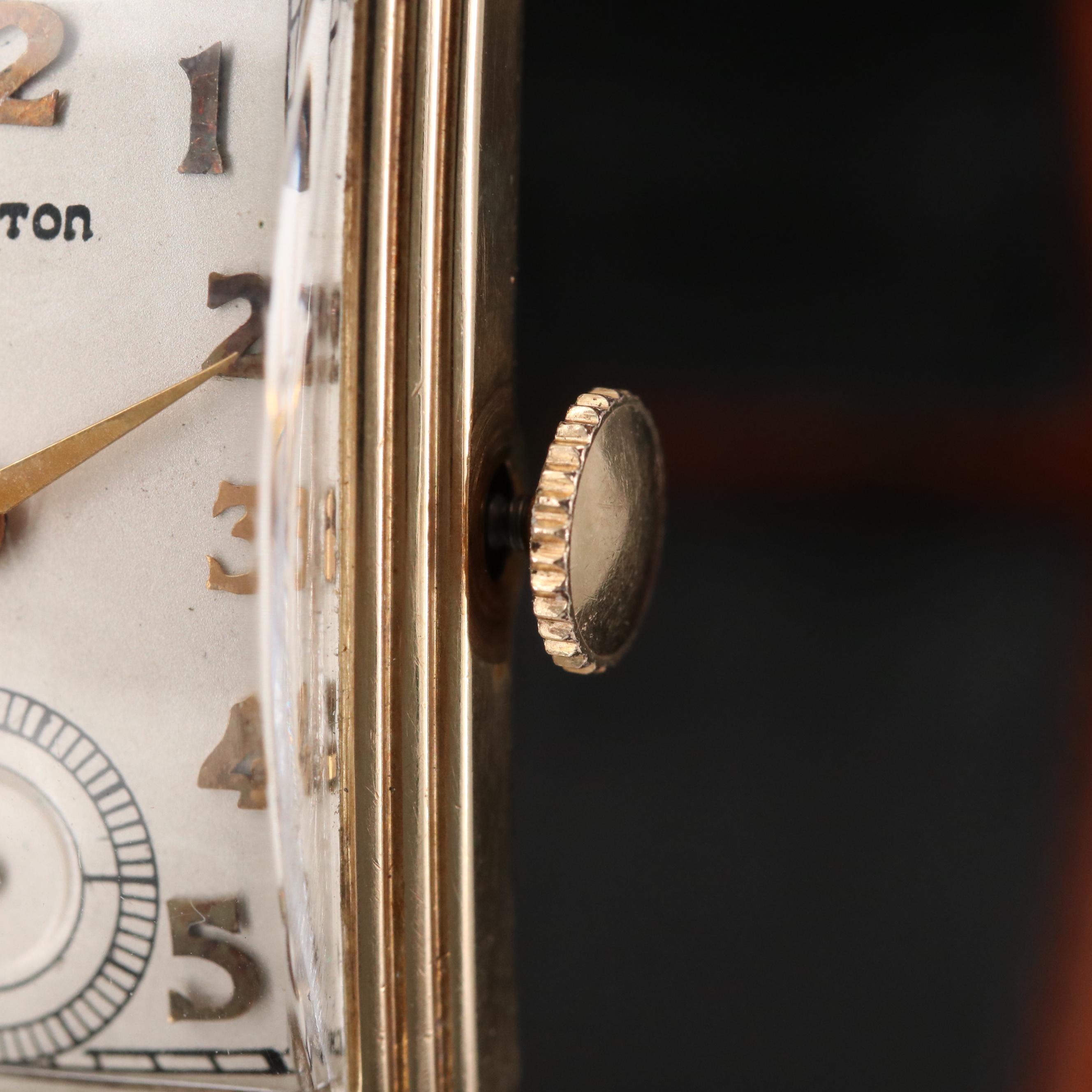 Vintage Hamilton Boulton 14K Gold Stem Wind Watch