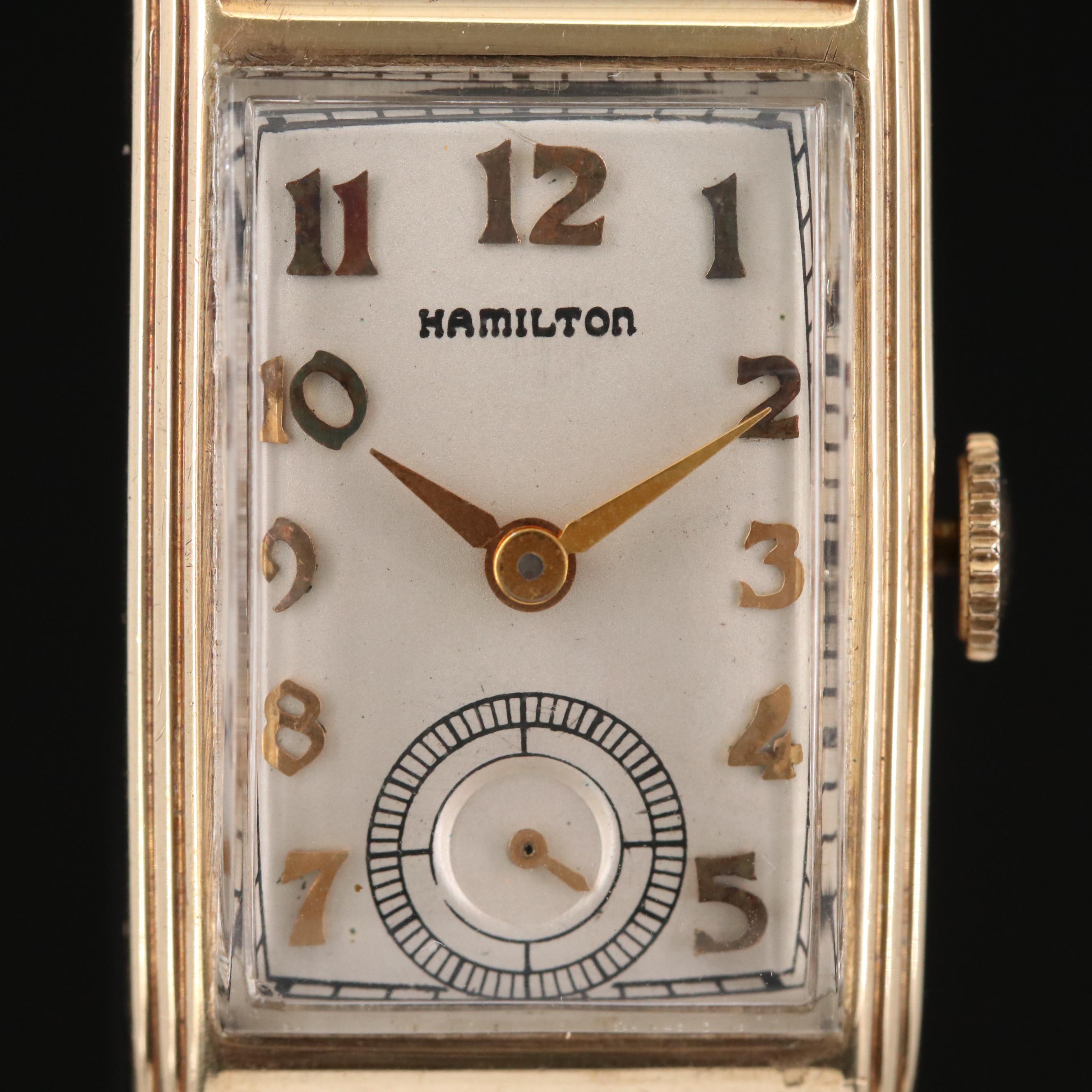 Vintage Hamilton Boulton 14K Gold Stem Wind Watch