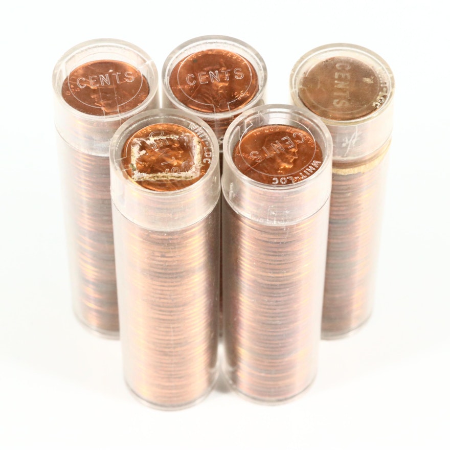 Five Rolls of High Grade Lincoln Memorial Cents From the 1960s