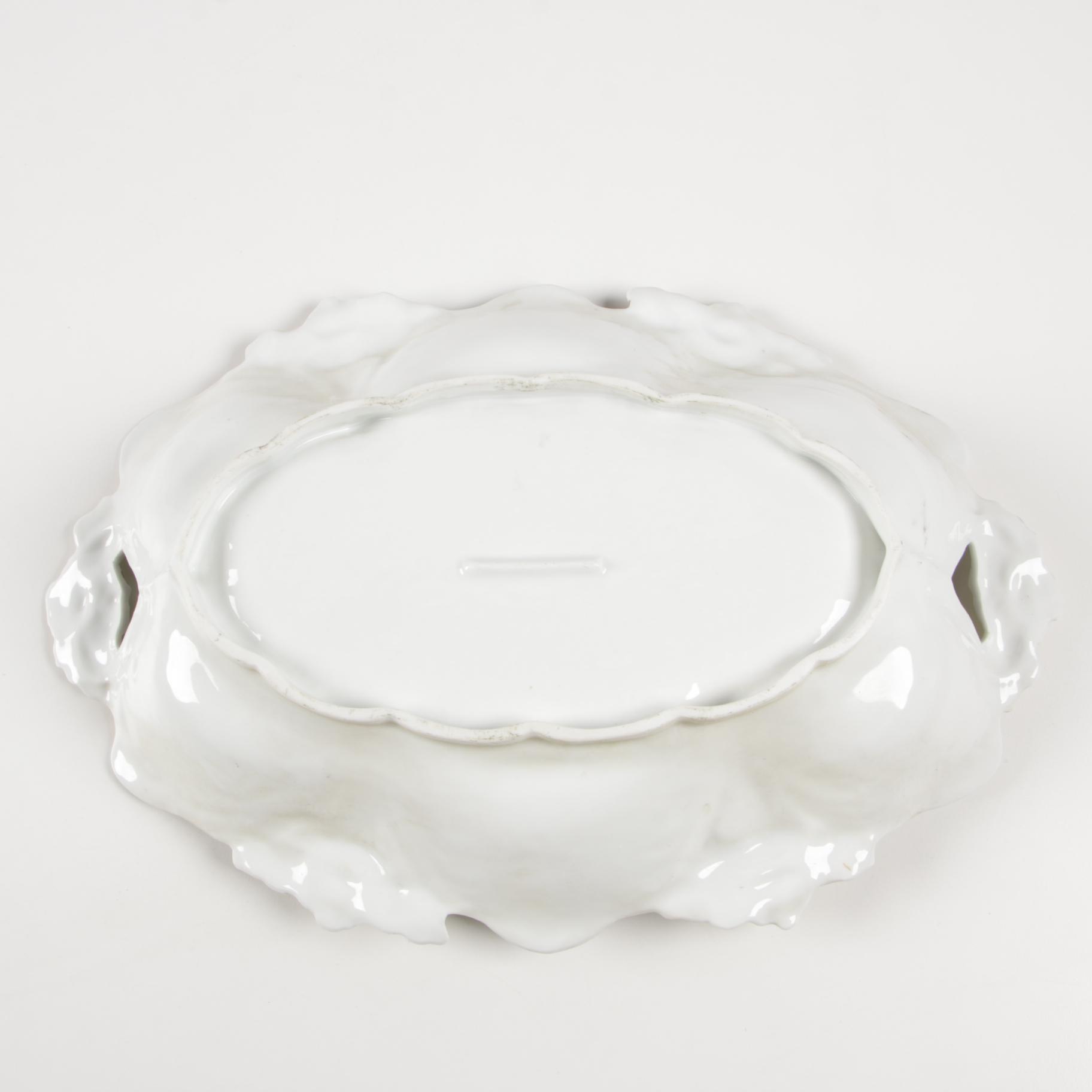 Carl Tielsch Hand-Painted Porcelain Oval Dish and Other Vintage Dishes