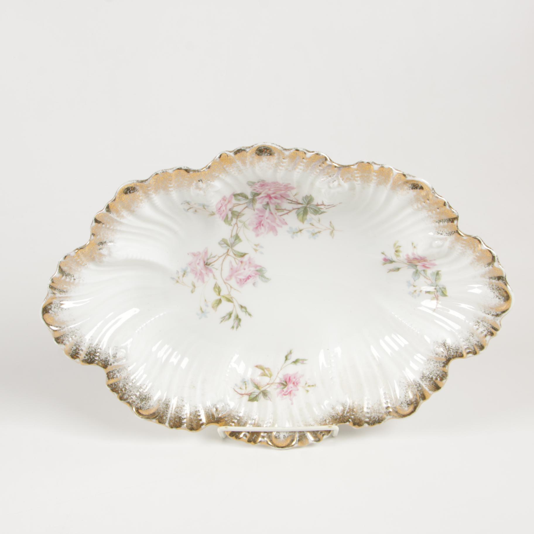 Carl Tielsch Hand-Painted Porcelain Oval Dish and Other Vintage Dishes