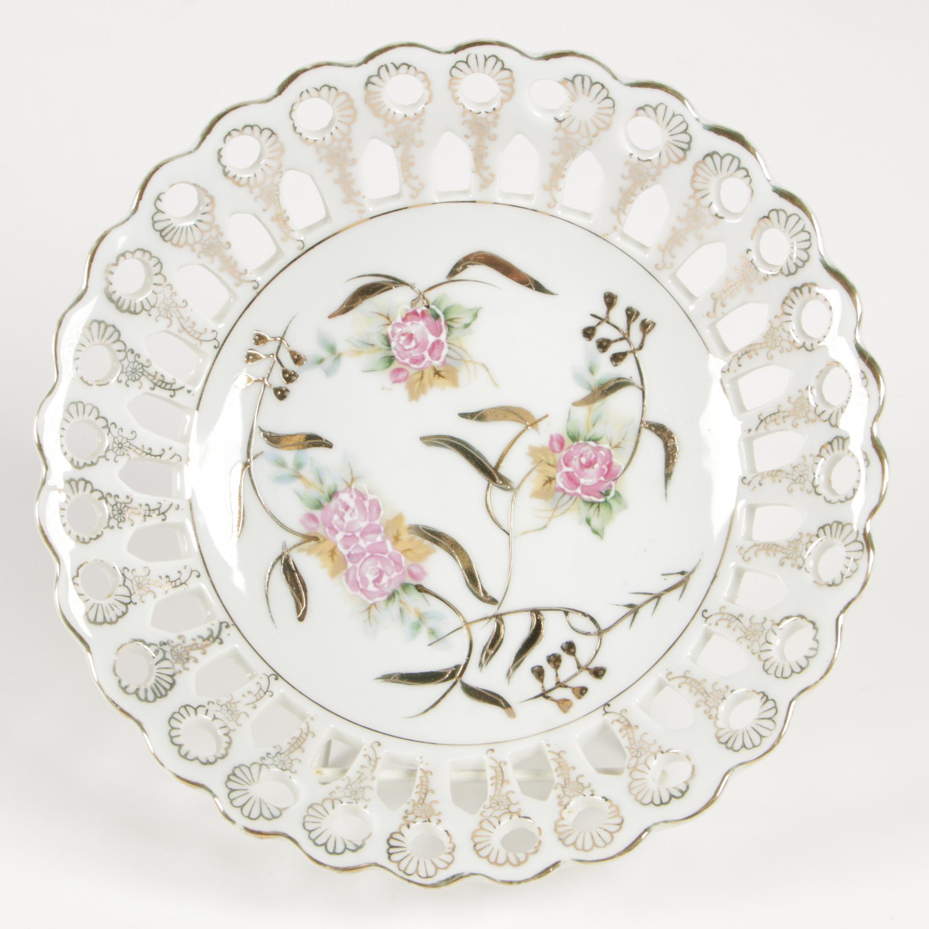 Carl Tielsch Hand-Painted Porcelain Oval Dish and Other Vintage Dishes