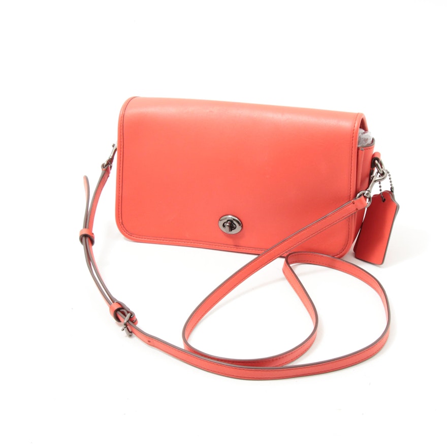 Coach Red Leather Turnlock Messenger Crossbody Bag