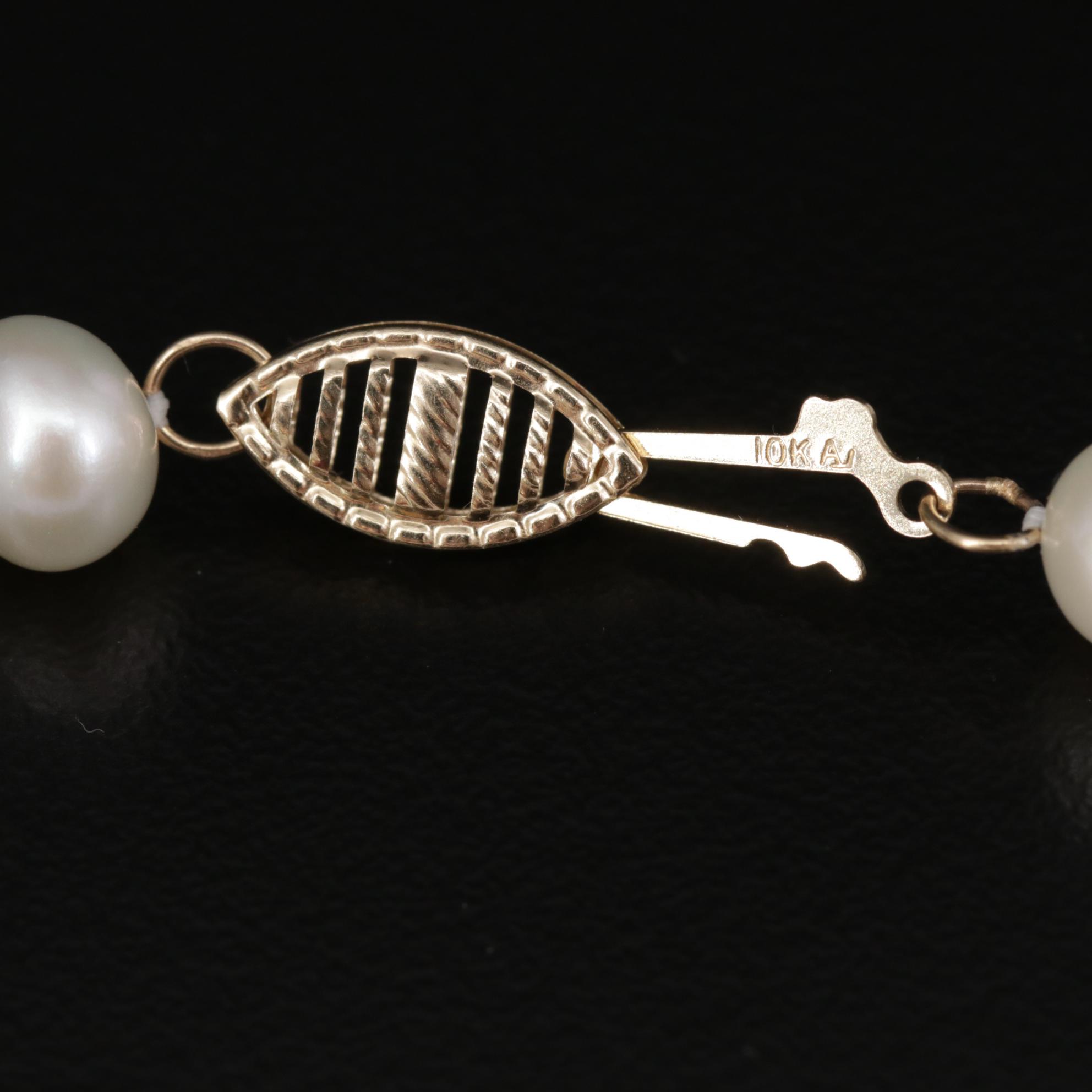 10K Pearl and Diamond Pendant Necklace