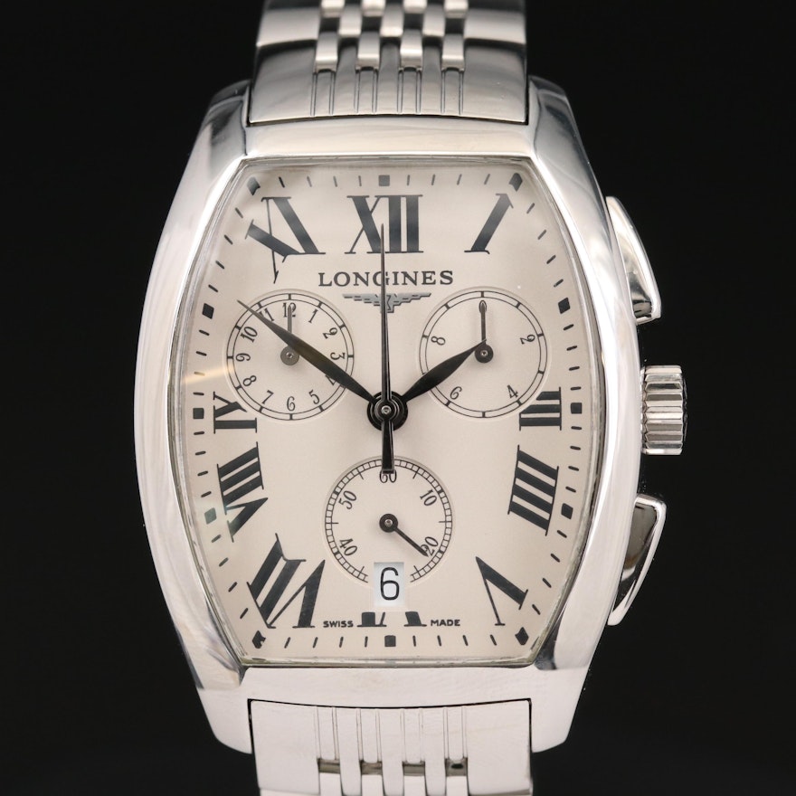 Longines Evidenza Stainless Steel Quartz Chronograph Wristwatch