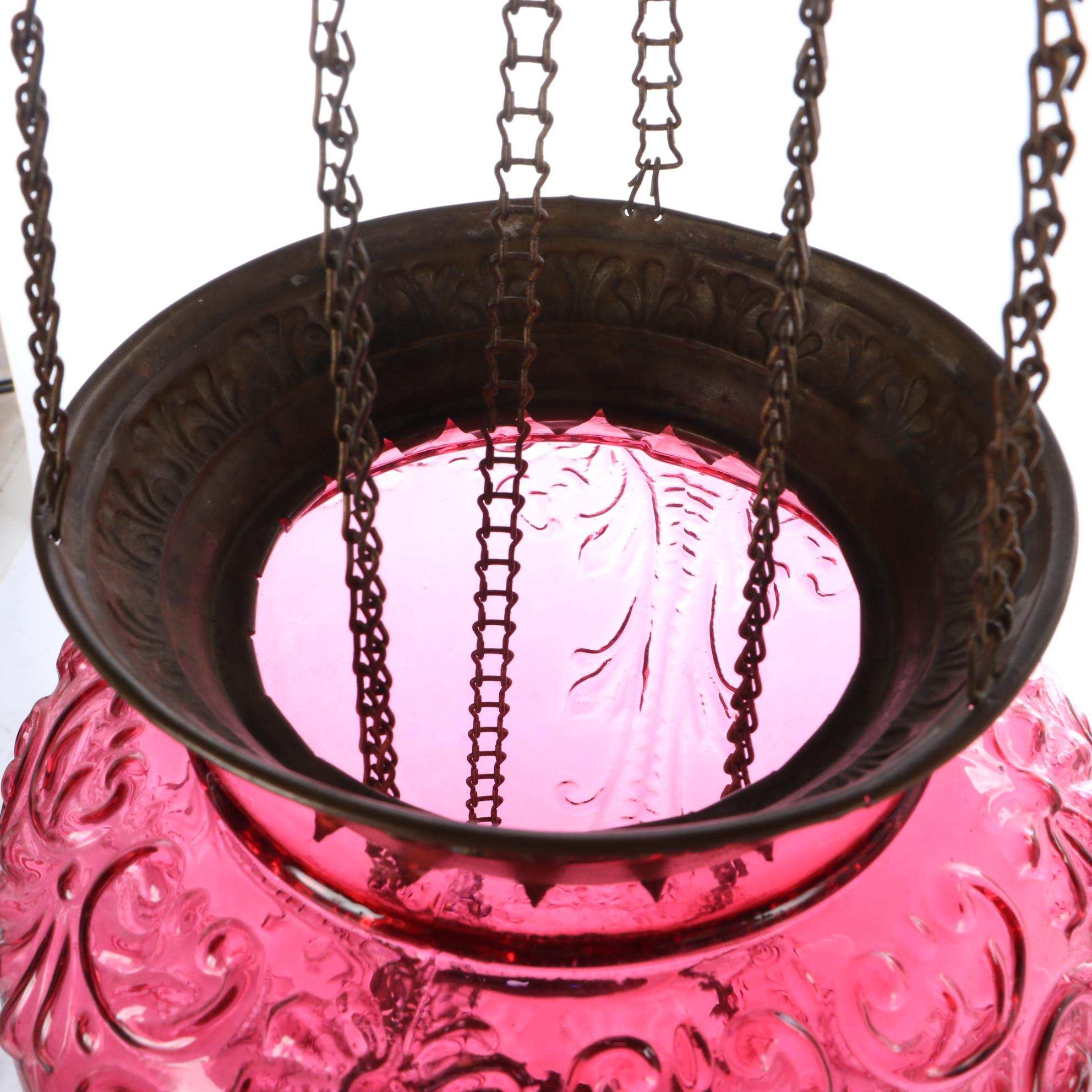 Cranberry Glass Candlelight Pendant Lamp