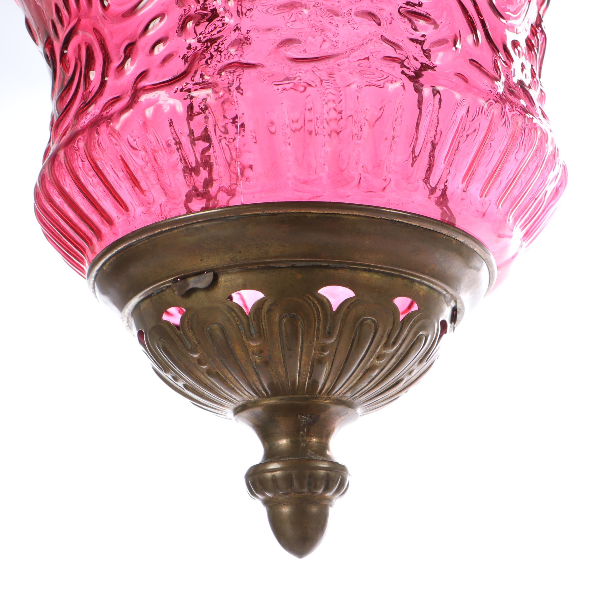 Cranberry Glass Candlelight Pendant Lamp