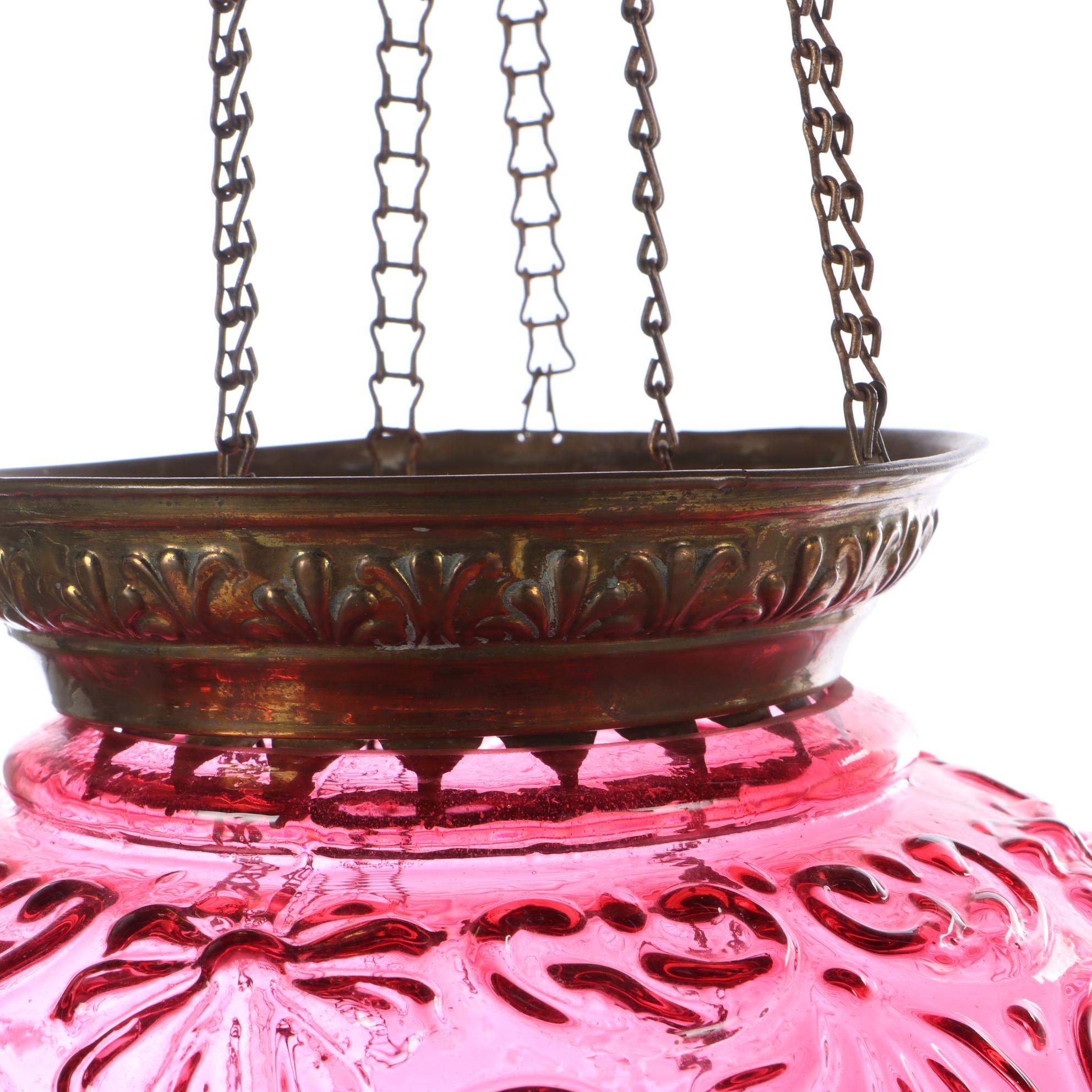 Cranberry Glass Candlelight Pendant Lamp