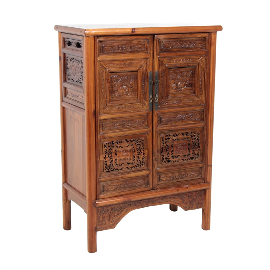 Chinese Pierced Carved Cabinet, Mid to Late 20th Century
