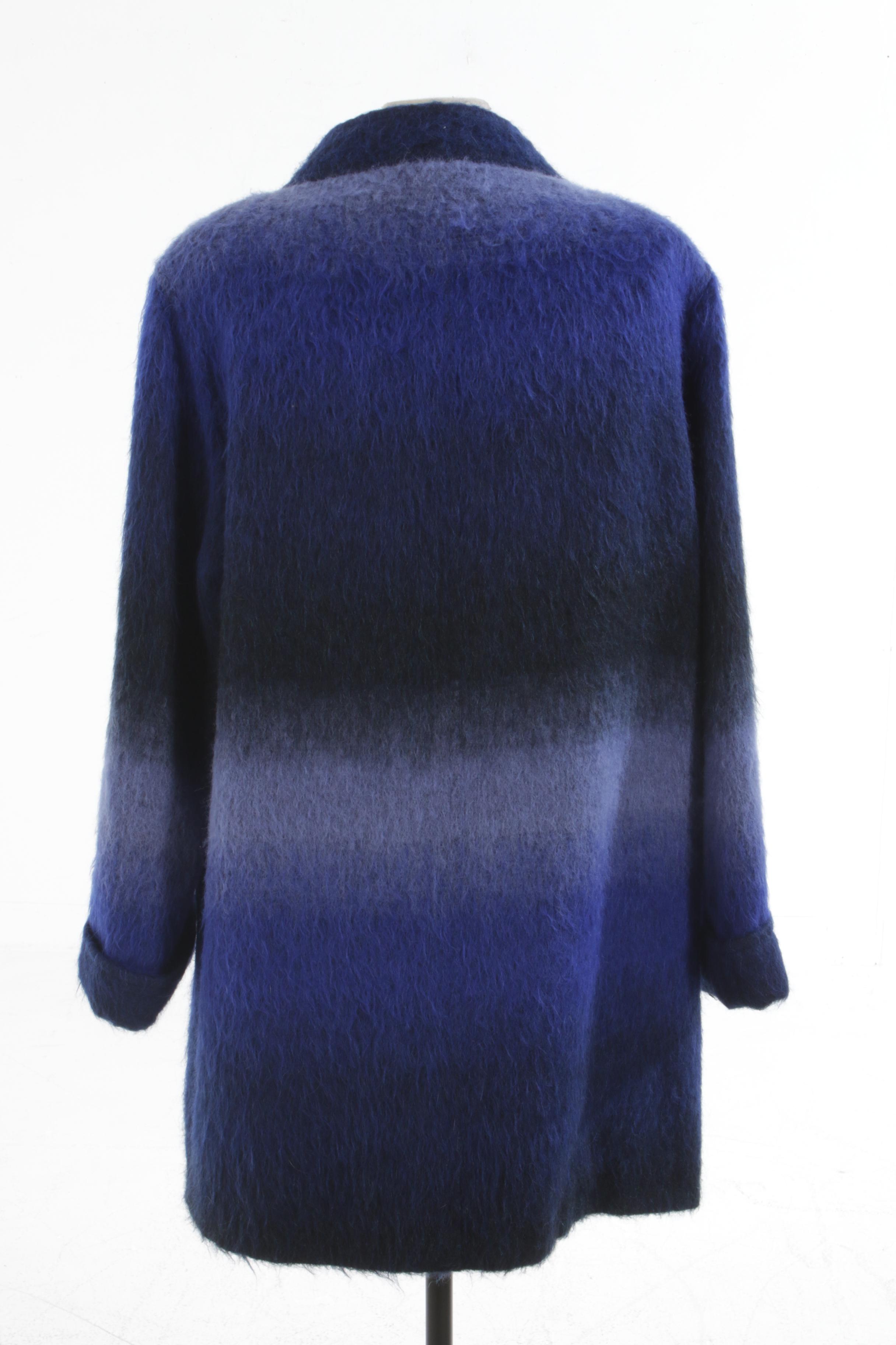 Tory Burch Blue Ombré Mohair Wool Blend Coat