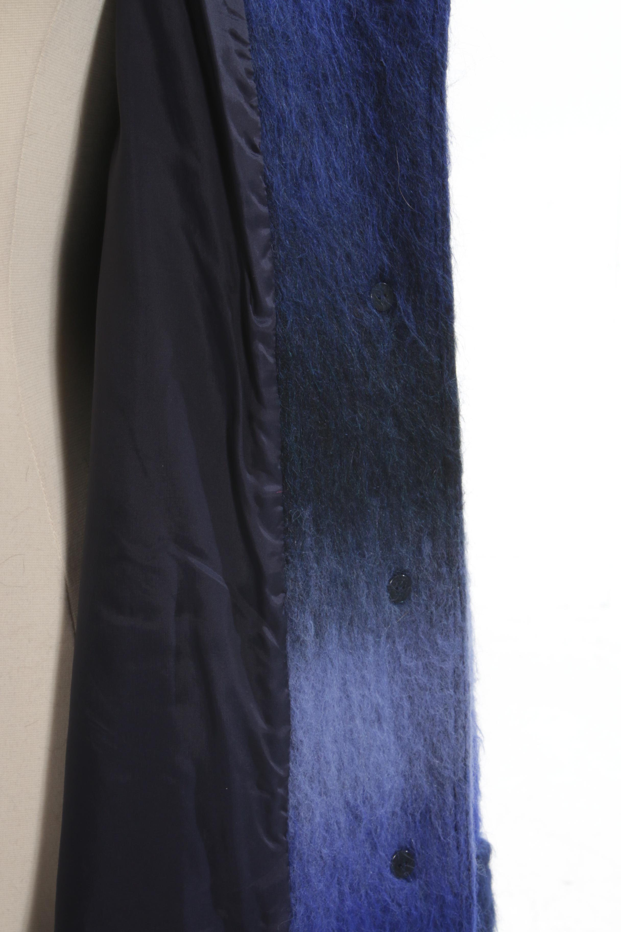 Tory Burch Blue Ombré Mohair Wool Blend Coat