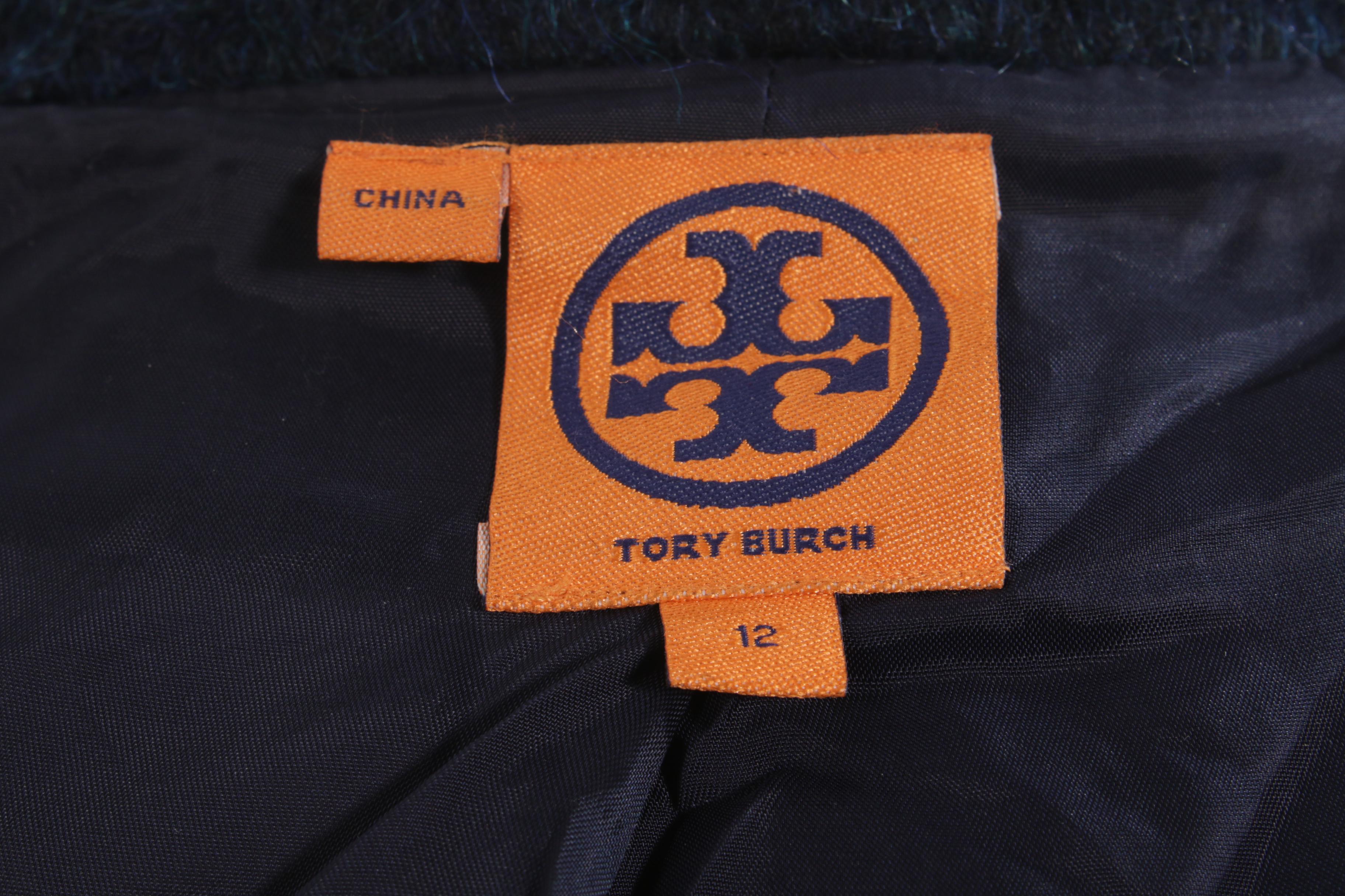 Tory Burch Blue Ombré Mohair Wool Blend Coat