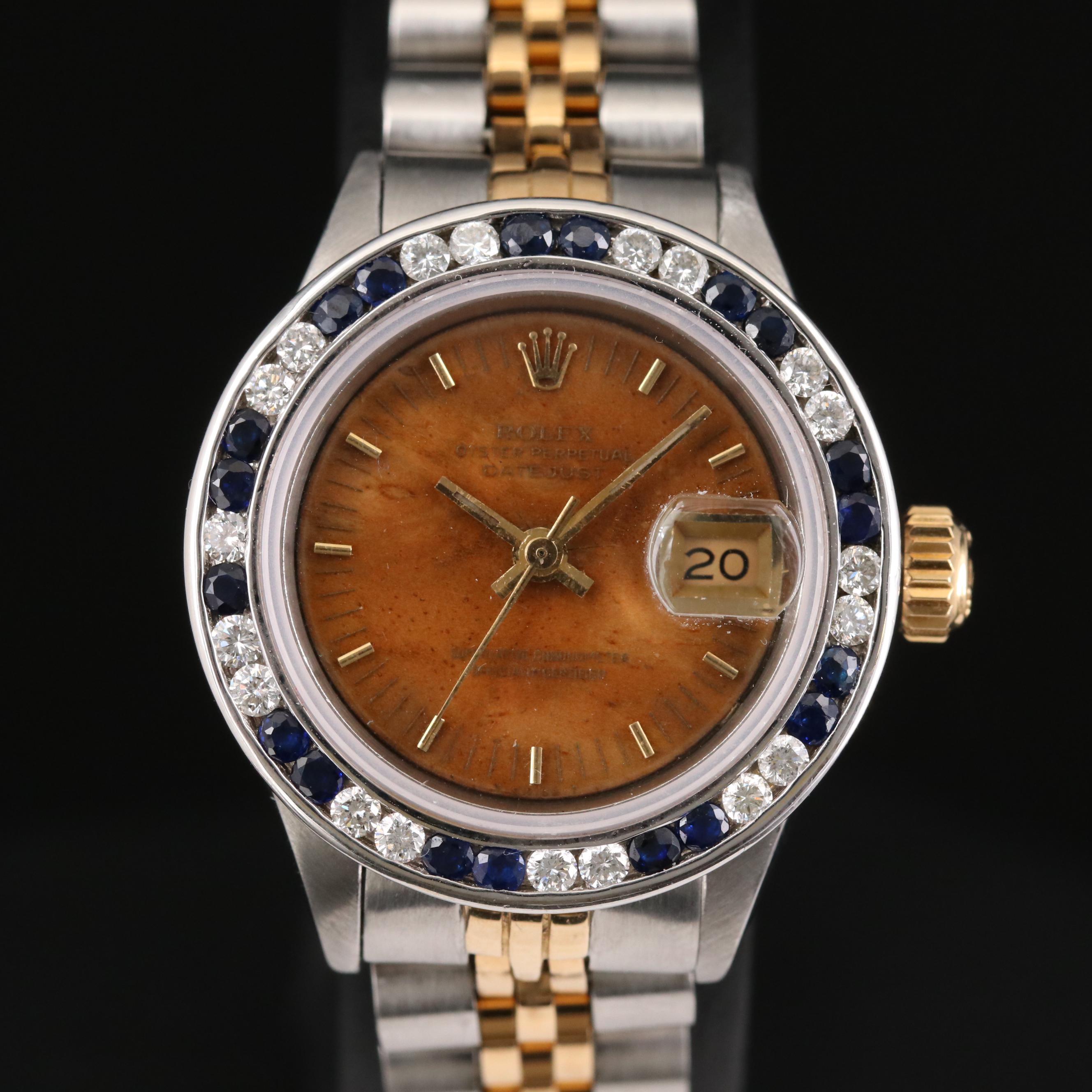 Rolex Datejust Stainless Steel and 14K Gold Diamond and Sapphire Watch,1972