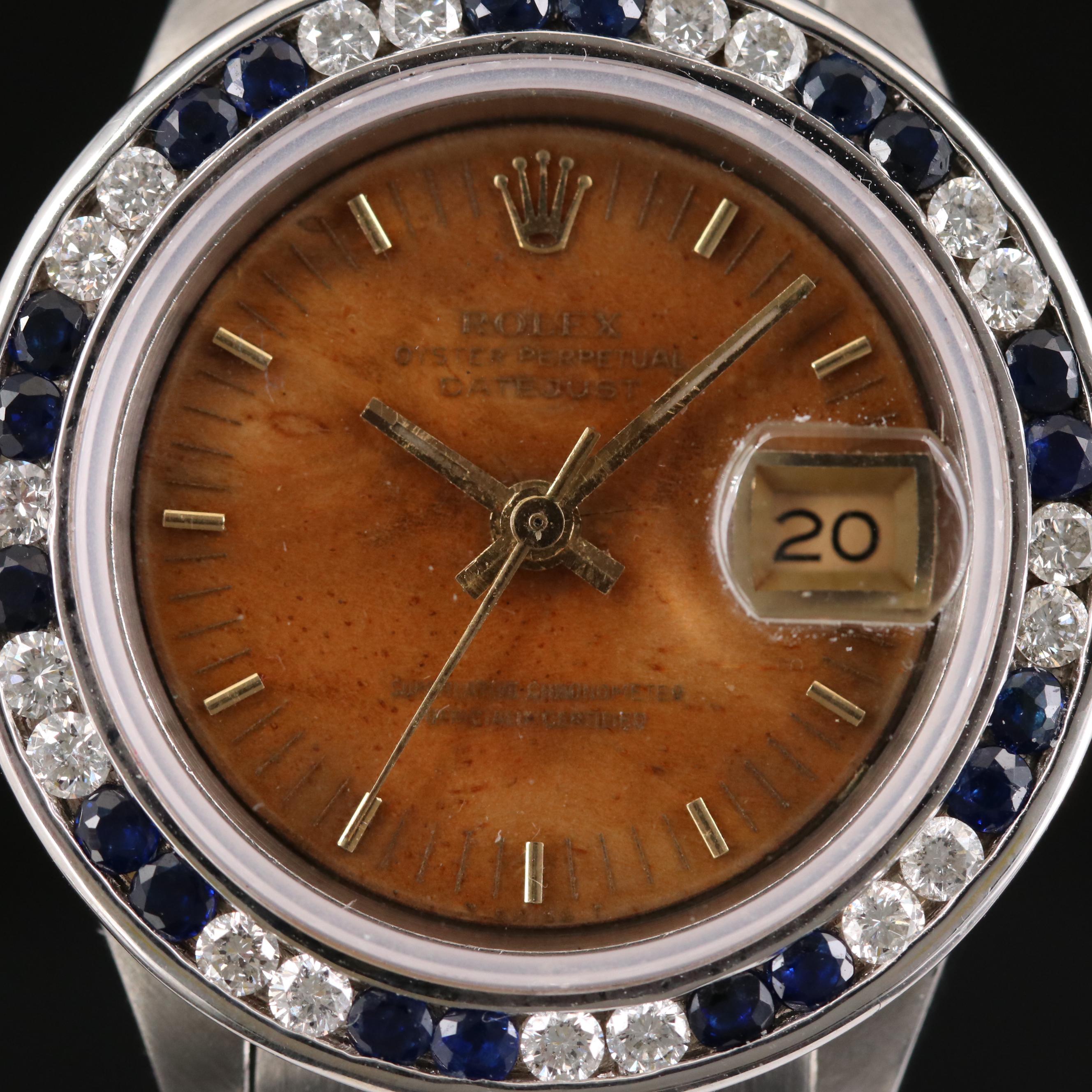 Rolex Datejust Stainless Steel and 14K Gold Diamond and Sapphire Watch,1972