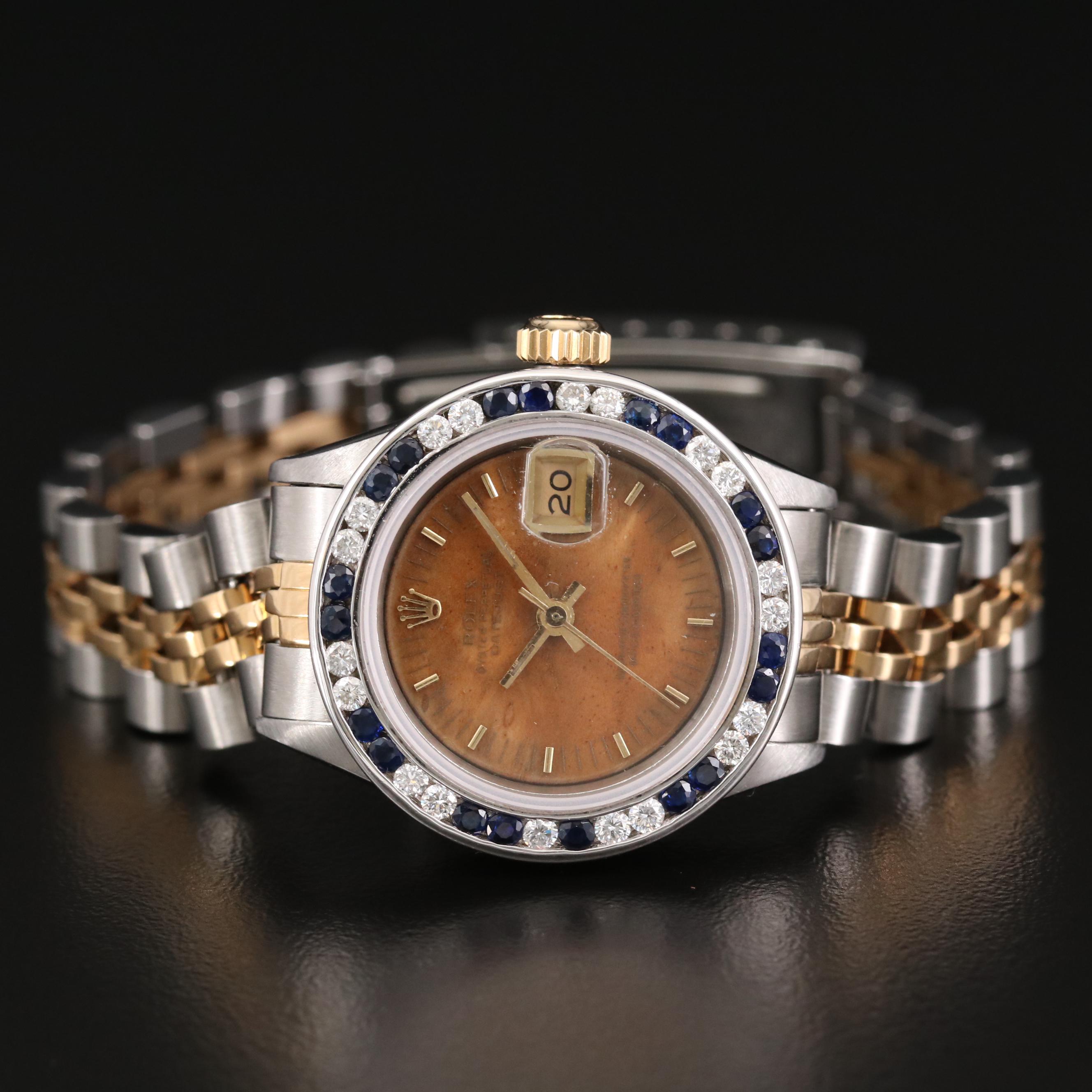 Rolex Datejust Stainless Steel and 14K Gold Diamond and Sapphire Watch,1972