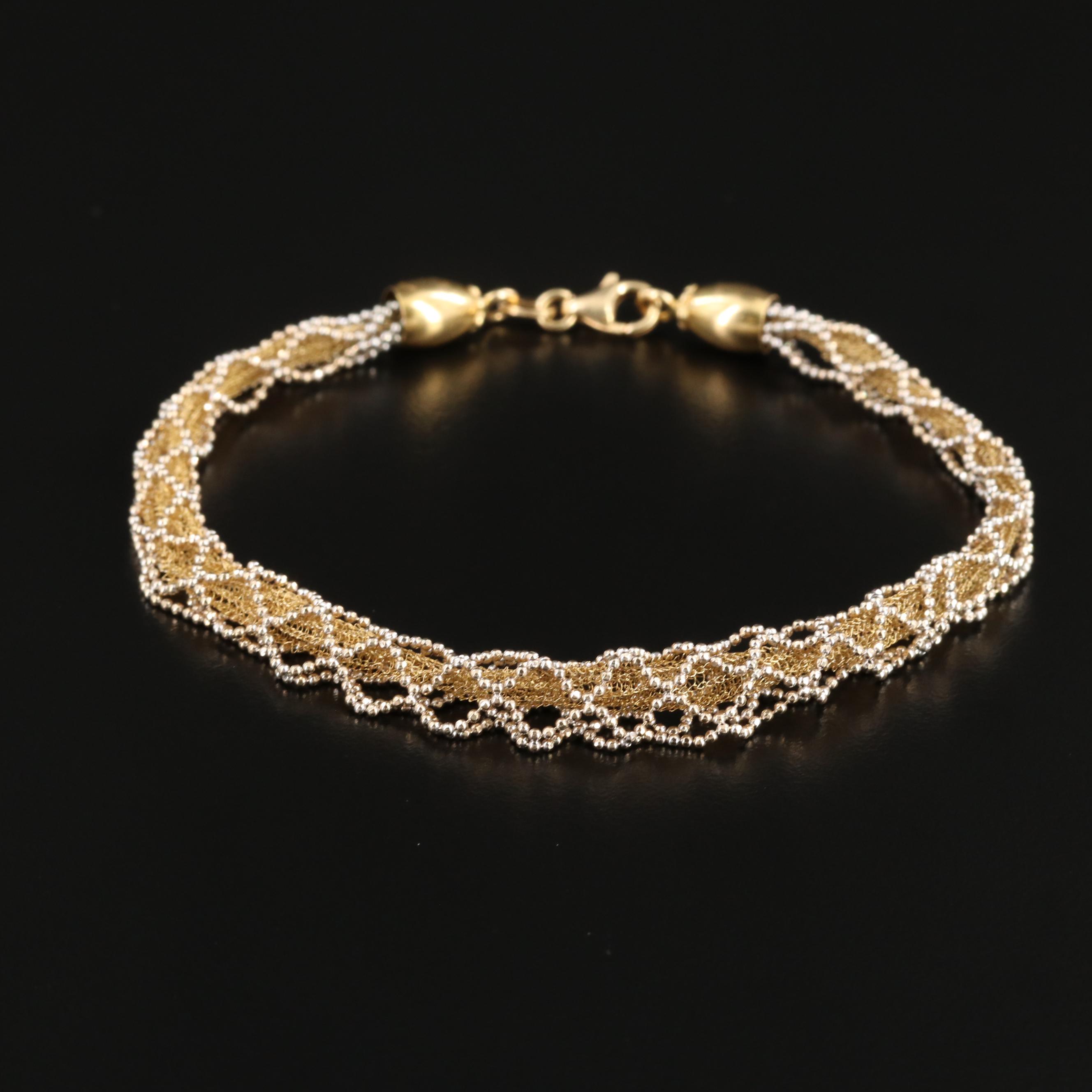 18K Gold Wire Mesh Bracelet