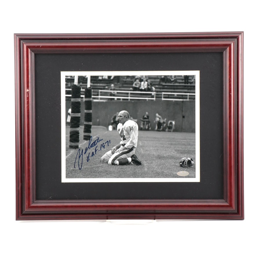 Y.A. Title Signed New York Giants NFL Football Photo Print, Steiner COA
