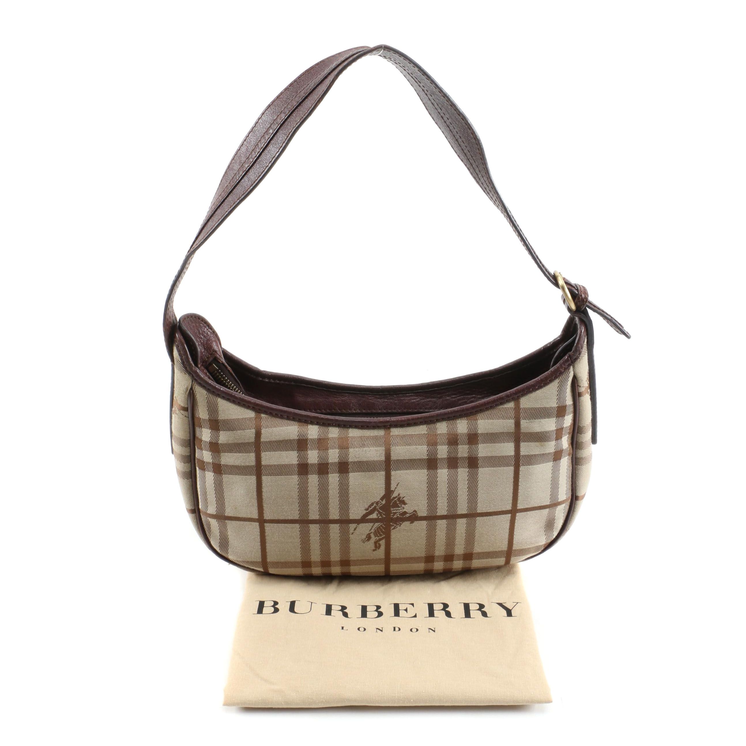 Burberry London "Haymarket Check" Hobo Bag with Brown Leather Trim, Italy