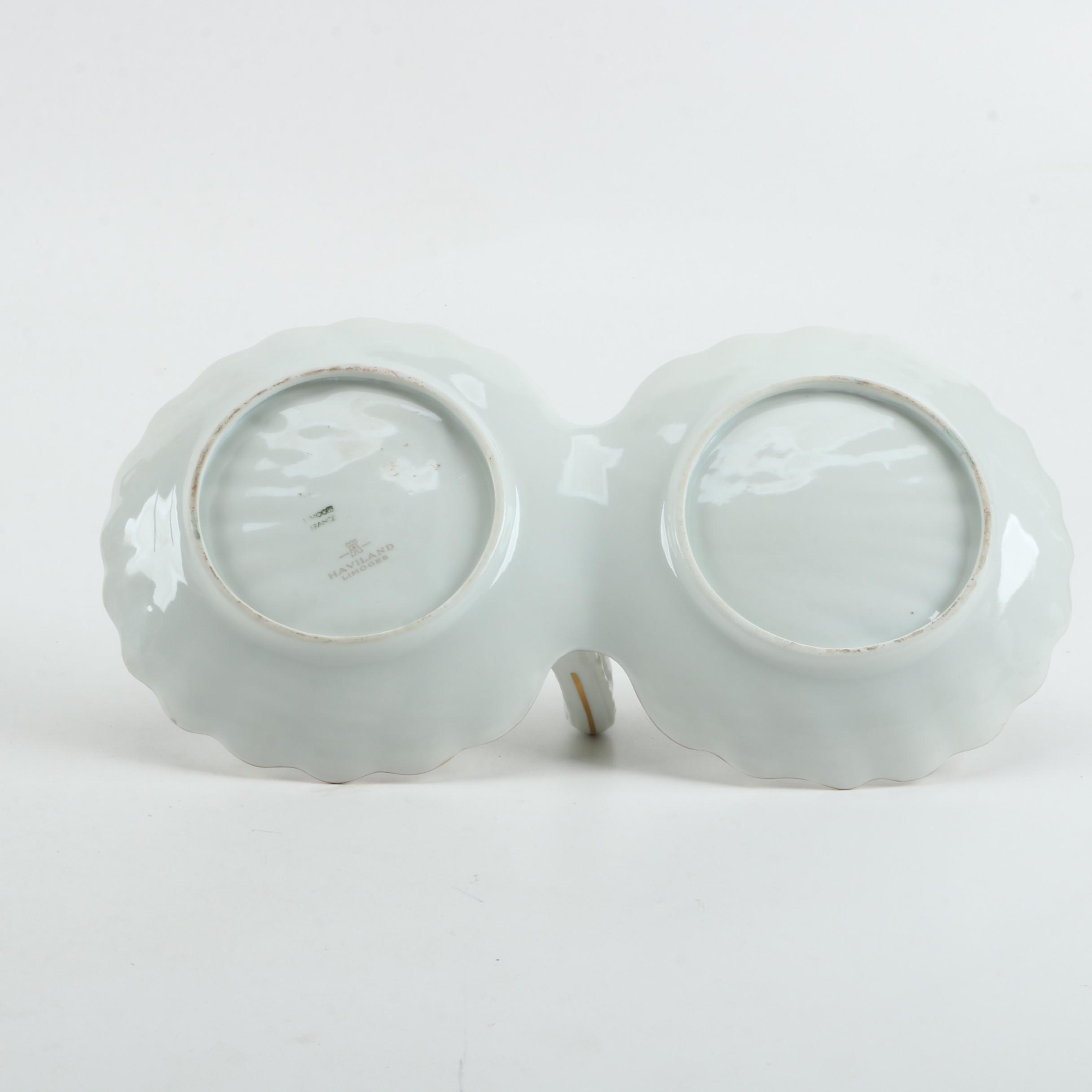 Haviland Limoges Porcelain Double Shell Handled Serving Dish