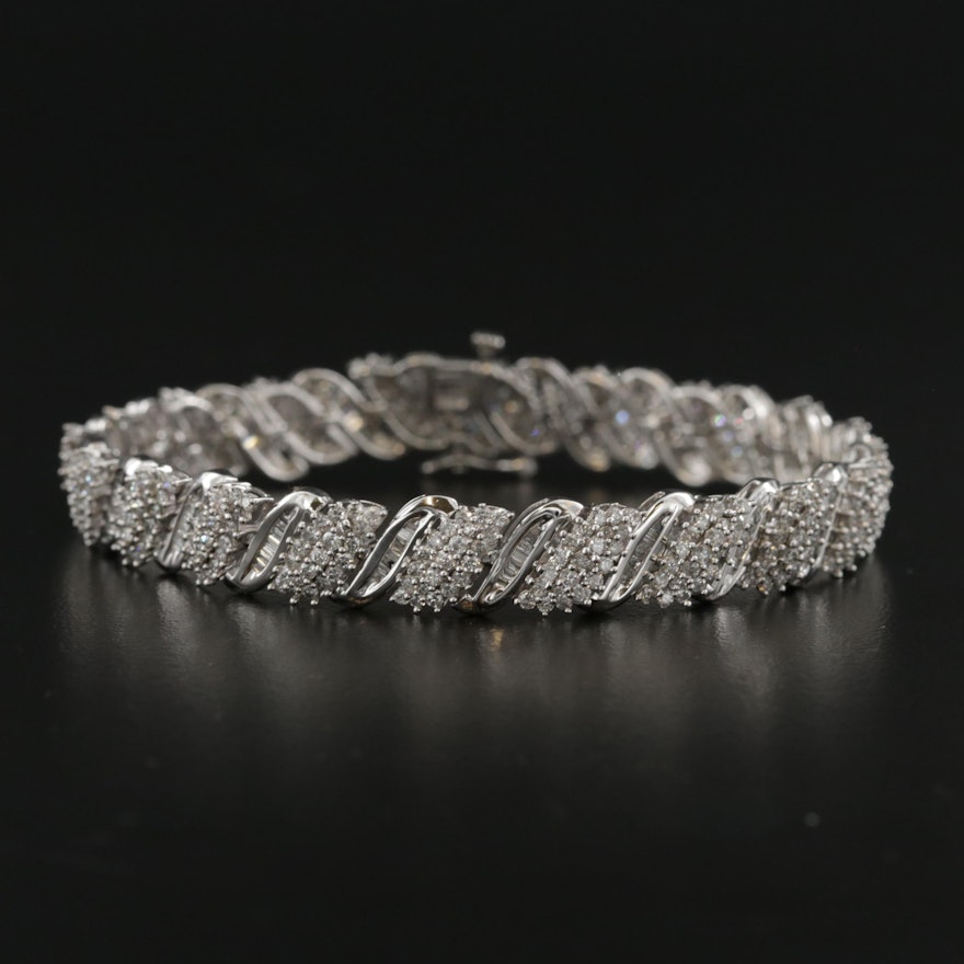 10K White Gold 4.95 CTW Diamond Bracelet