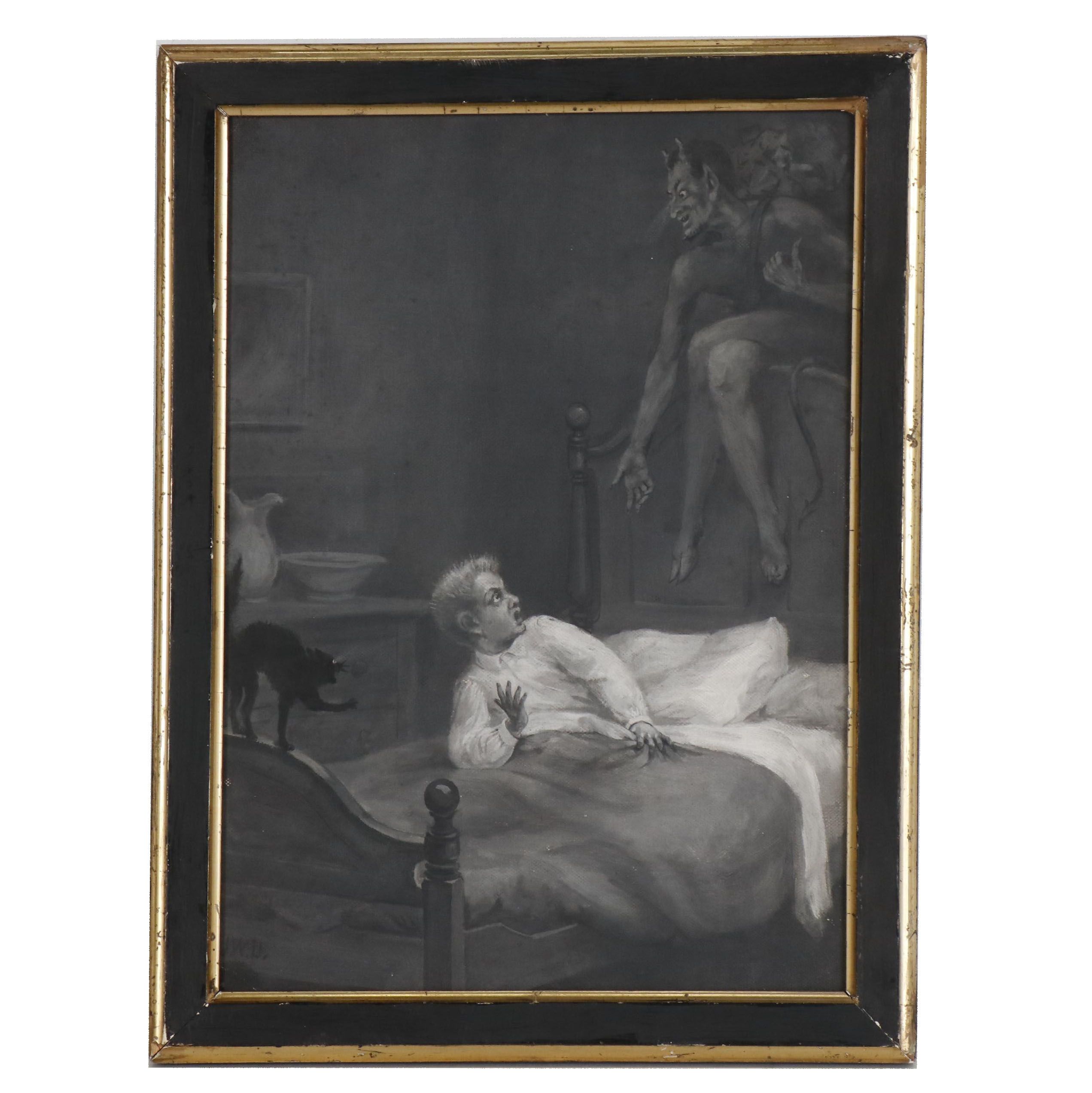 John Ward Dunsmore Oil Painting "Boy and Cat"