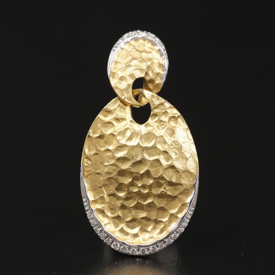 14K Yellow Gold Diamond Textured Pendant