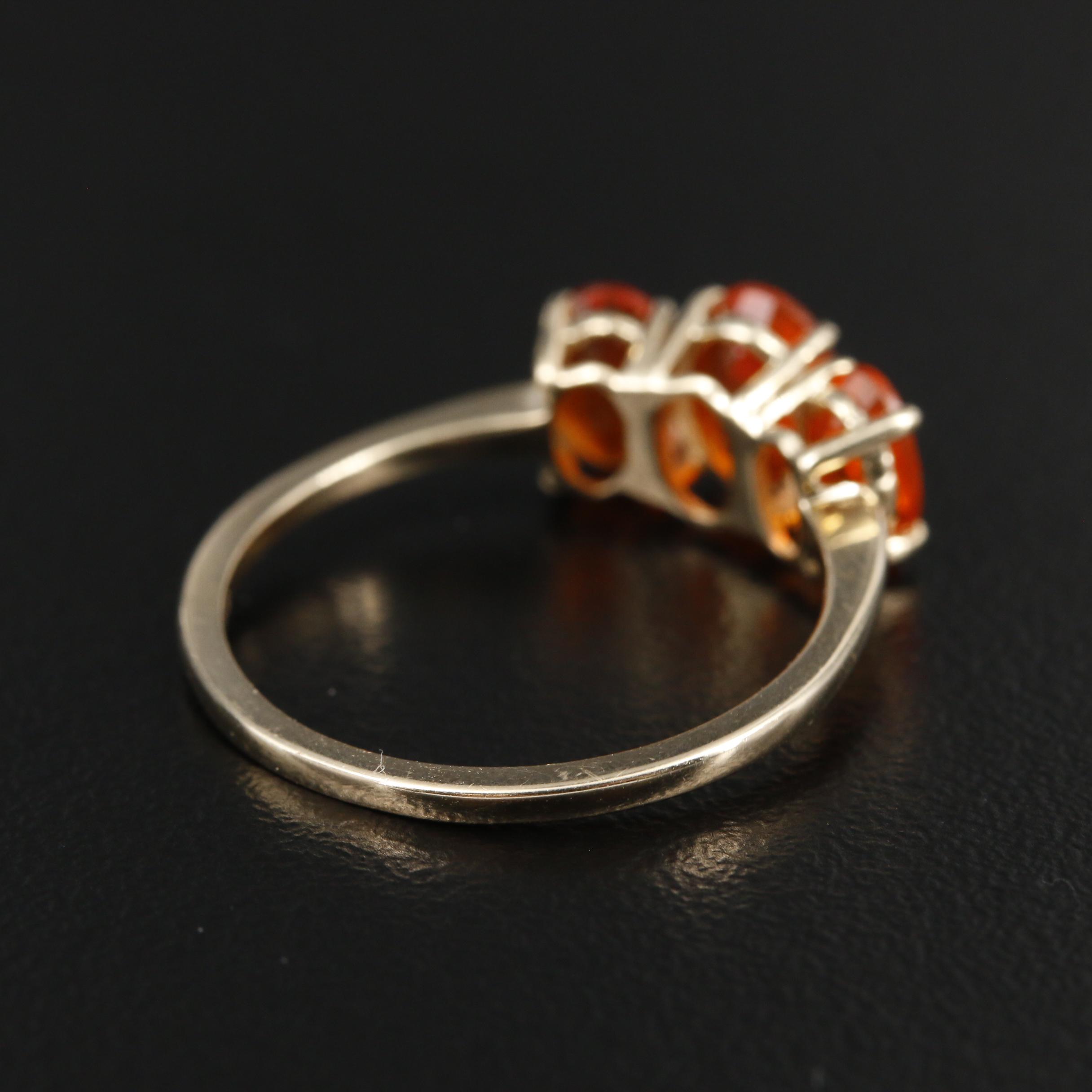 10K Yellow Gold Fire Opal Three Stone Ring
