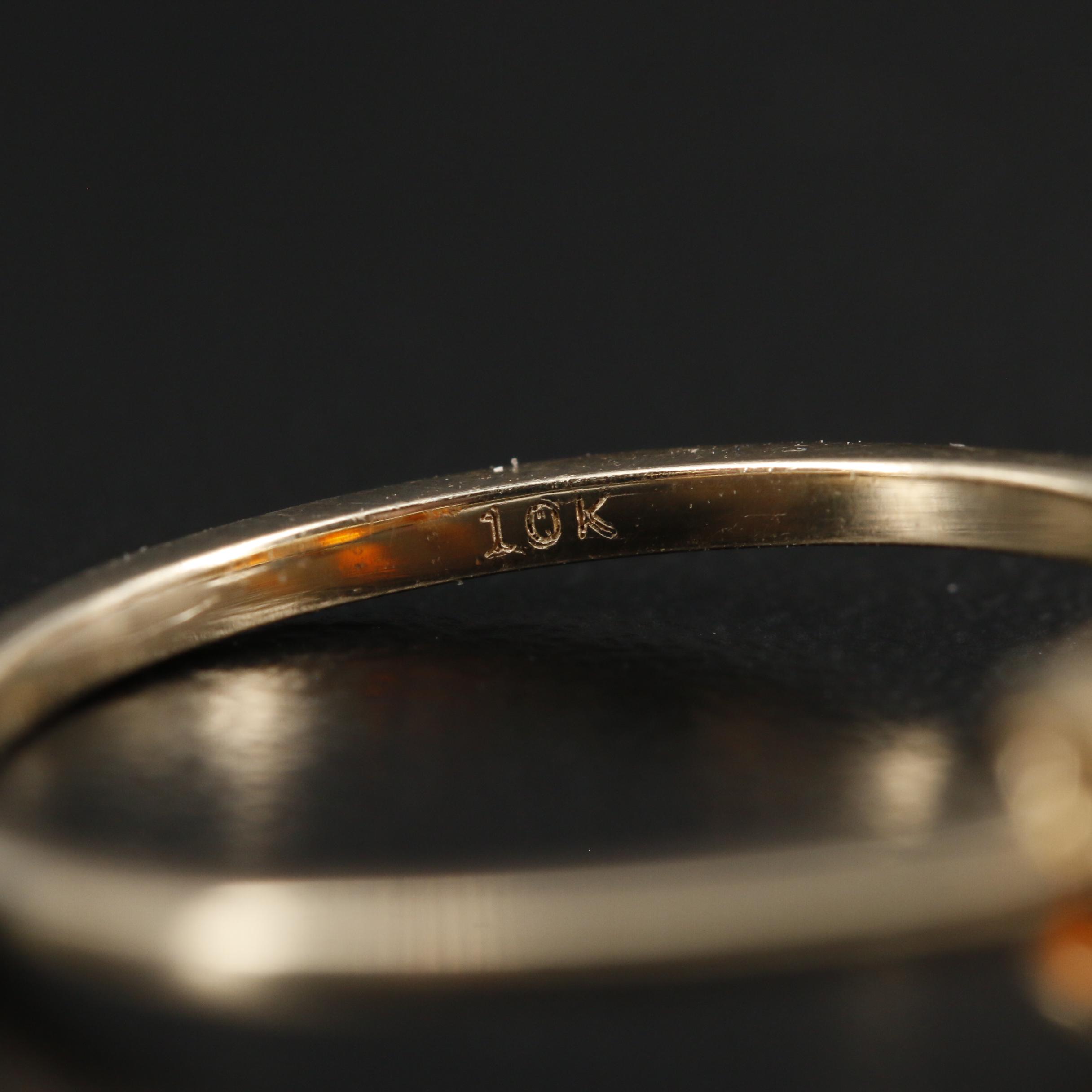 10K Yellow Gold Fire Opal Three Stone Ring