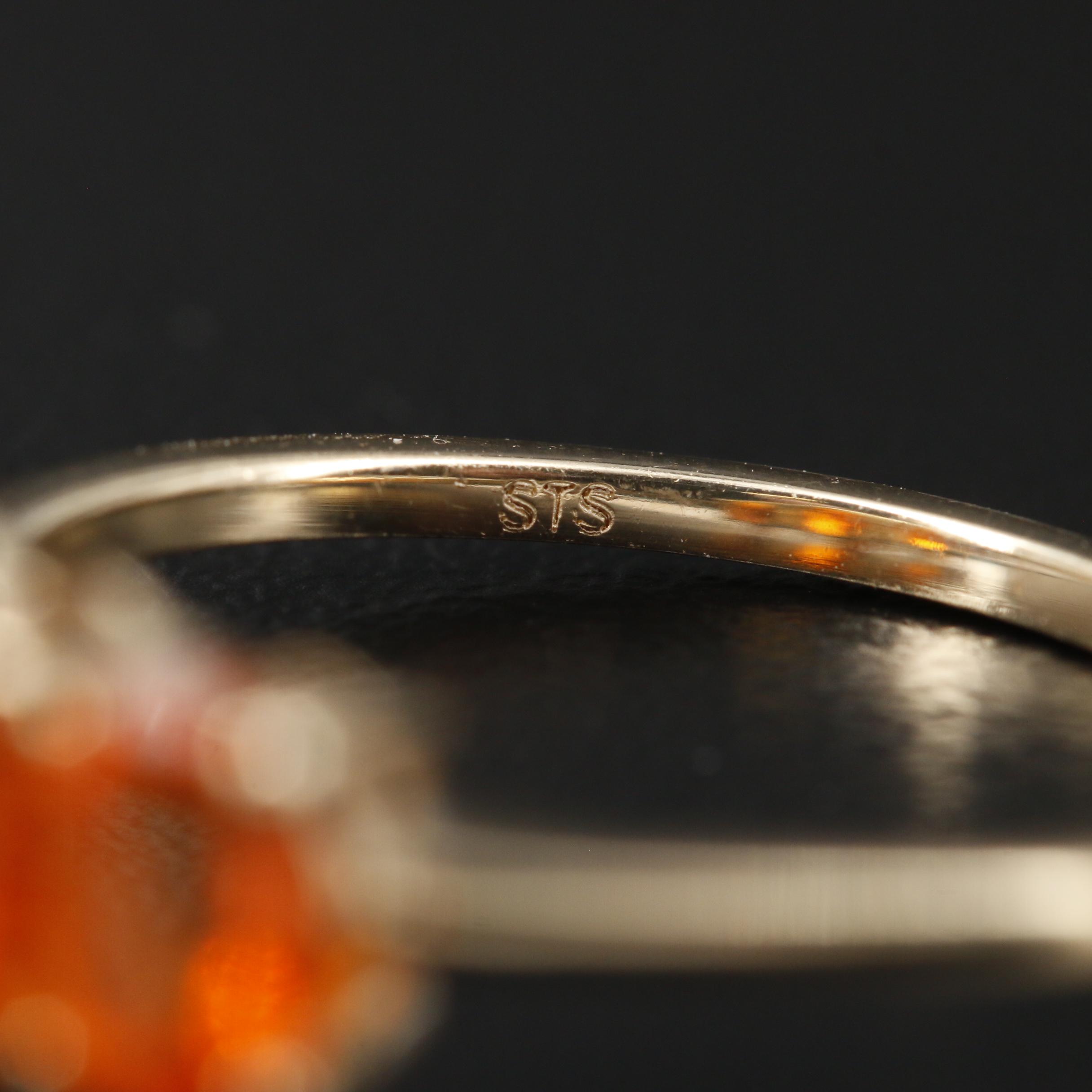 10K Yellow Gold Fire Opal Three Stone Ring