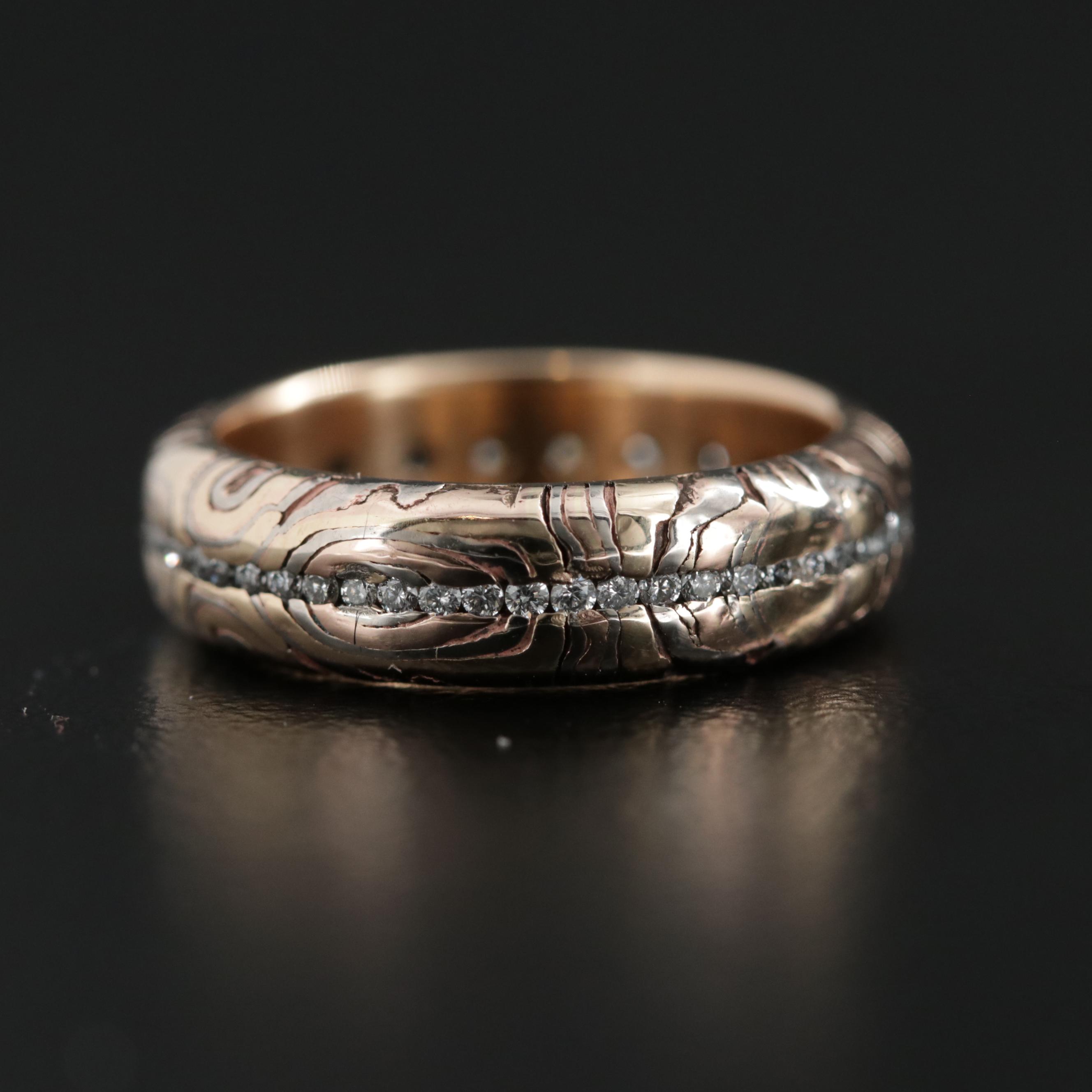 George Sawyer 14K Gold and Copper Diamond Mokume-gane Ring