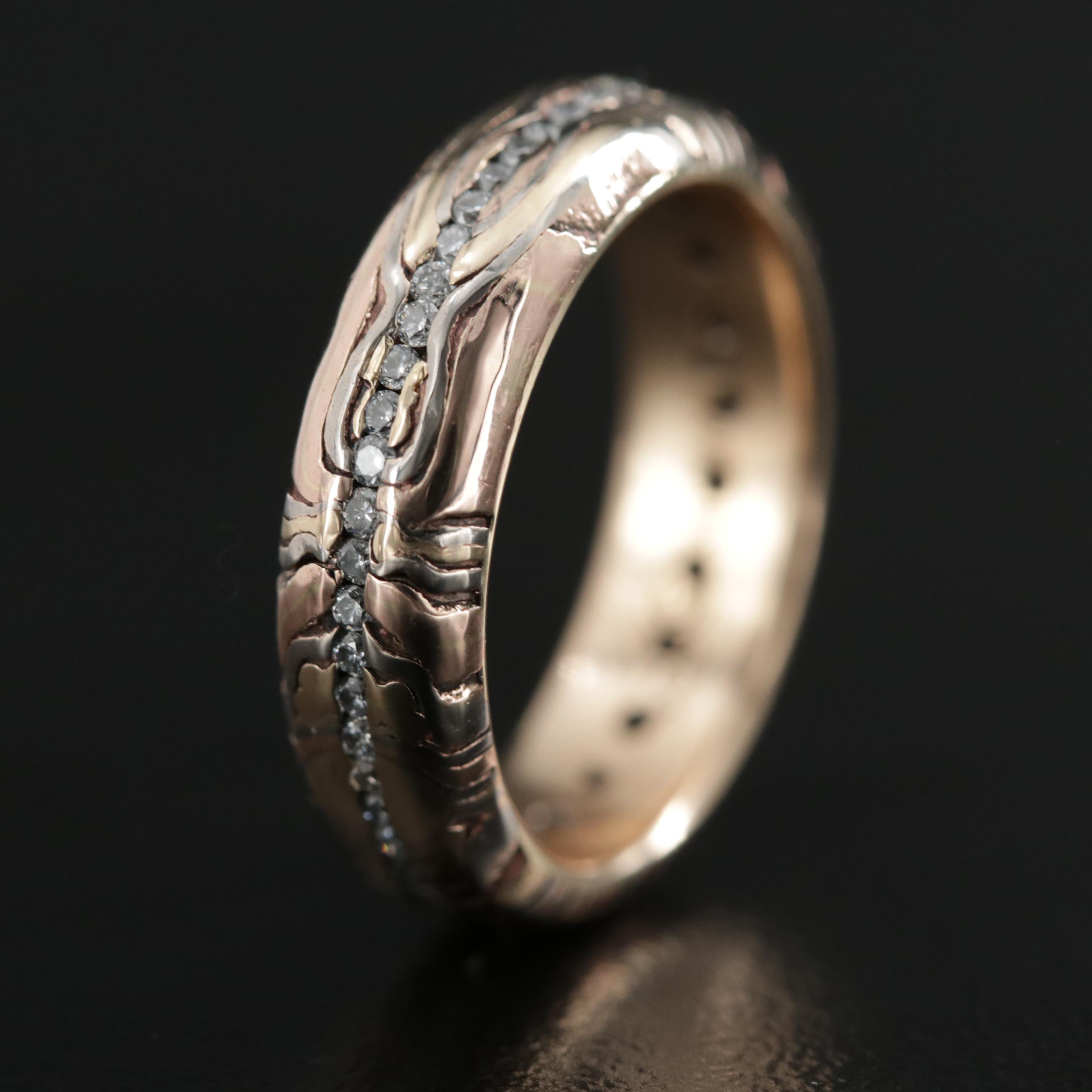 George Sawyer 14K Gold and Copper Diamond Mokume-gane Ring