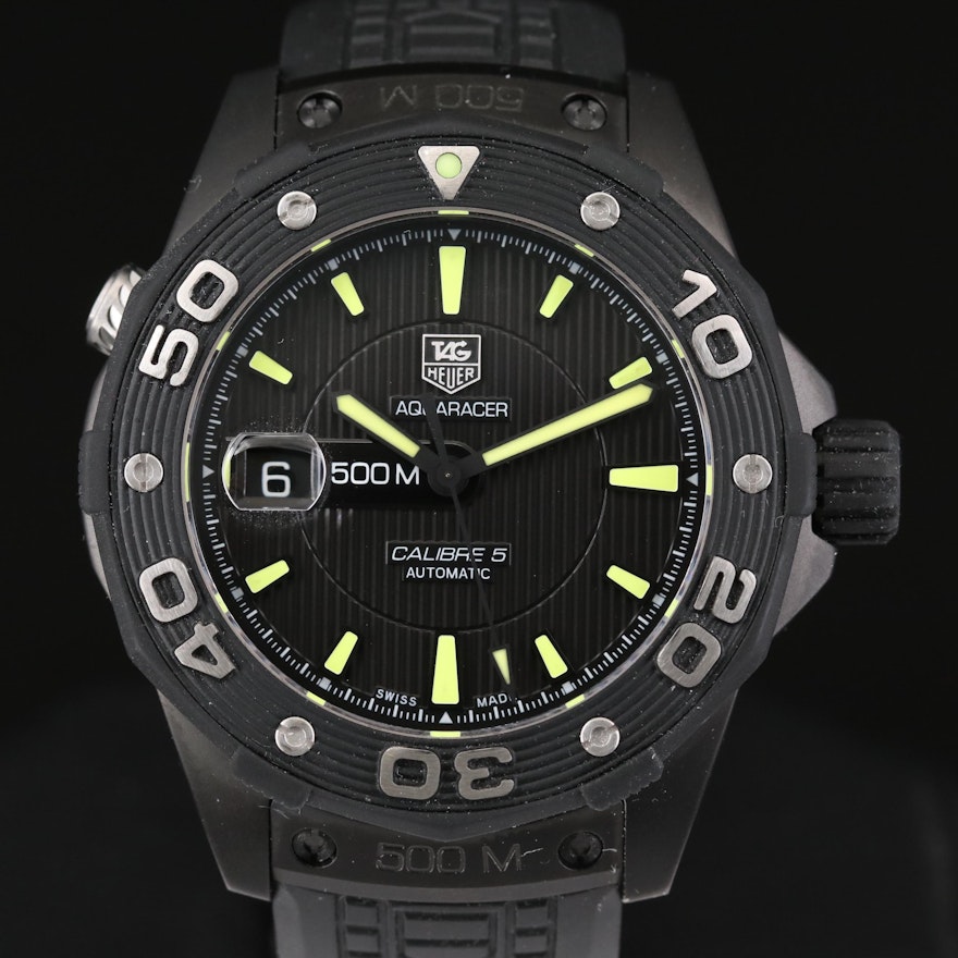 TAG Heuer Aquaracer 500 M Stainless Steel and PVD Coating Automatic Wristwatch