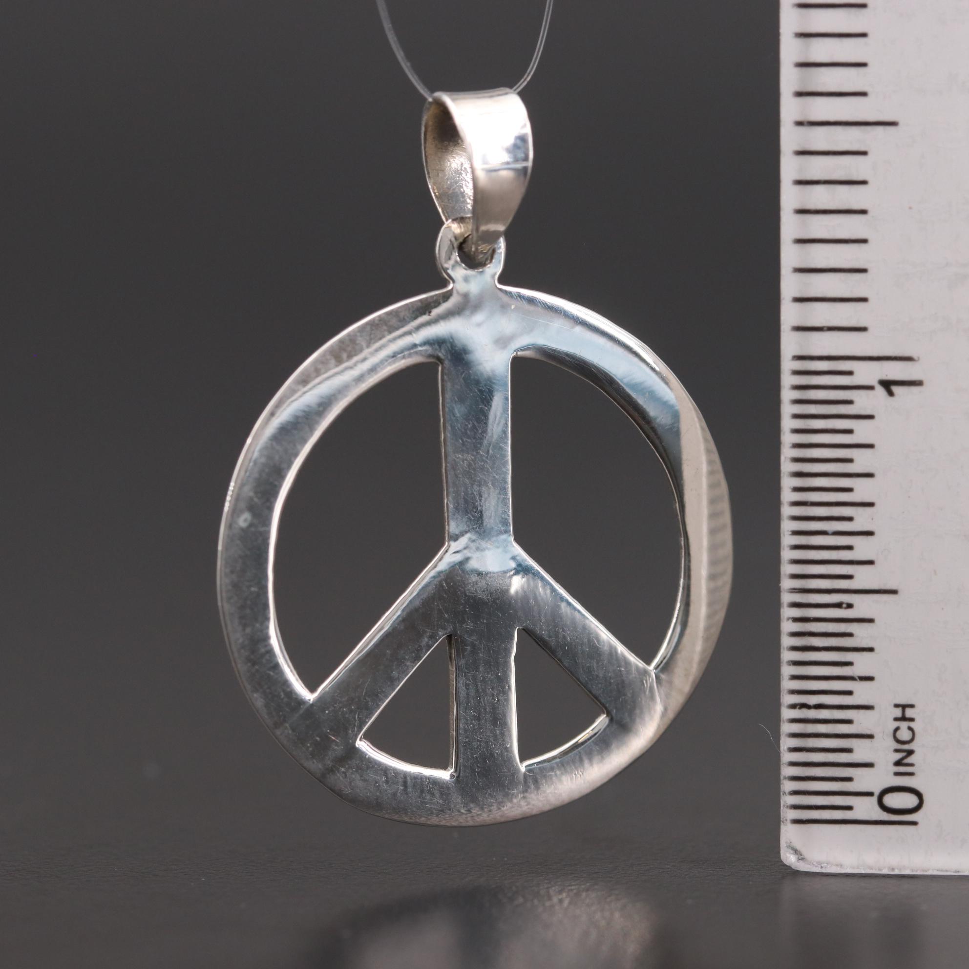 Sterling Silver Peace Sign Pendant
