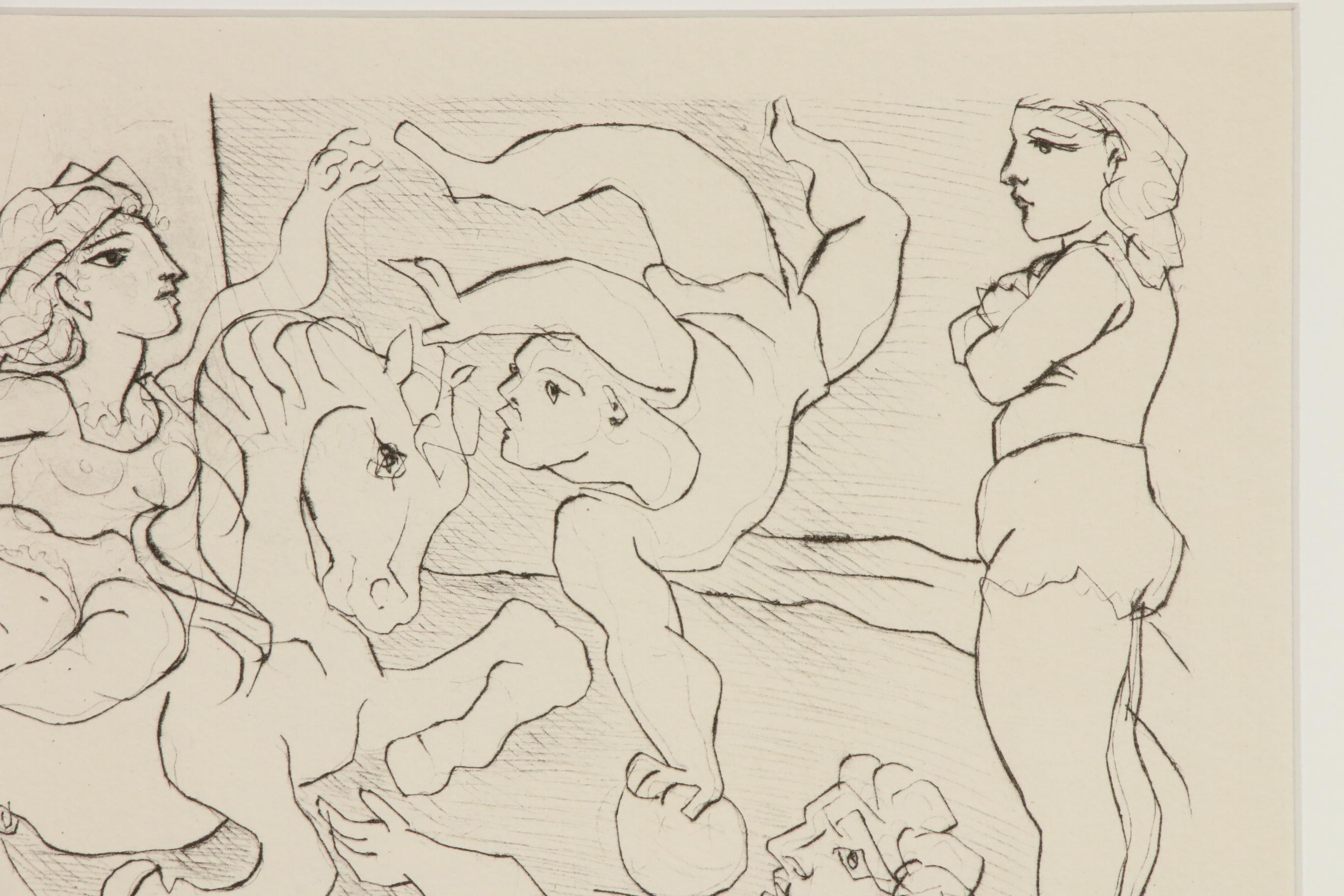 Lithograph After Pablo Picasso "Acrobats with a Horse" from the Suite Vollard