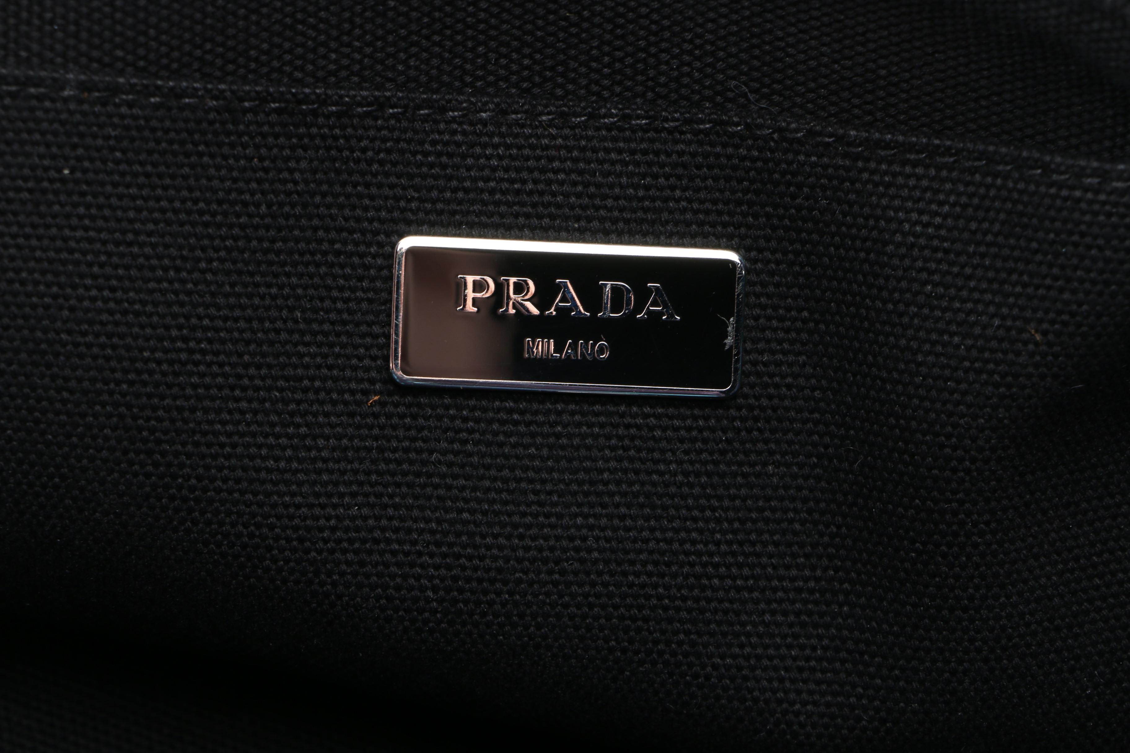 Prada Convertible Tote Bag in Blue Printed Canapa Canvas