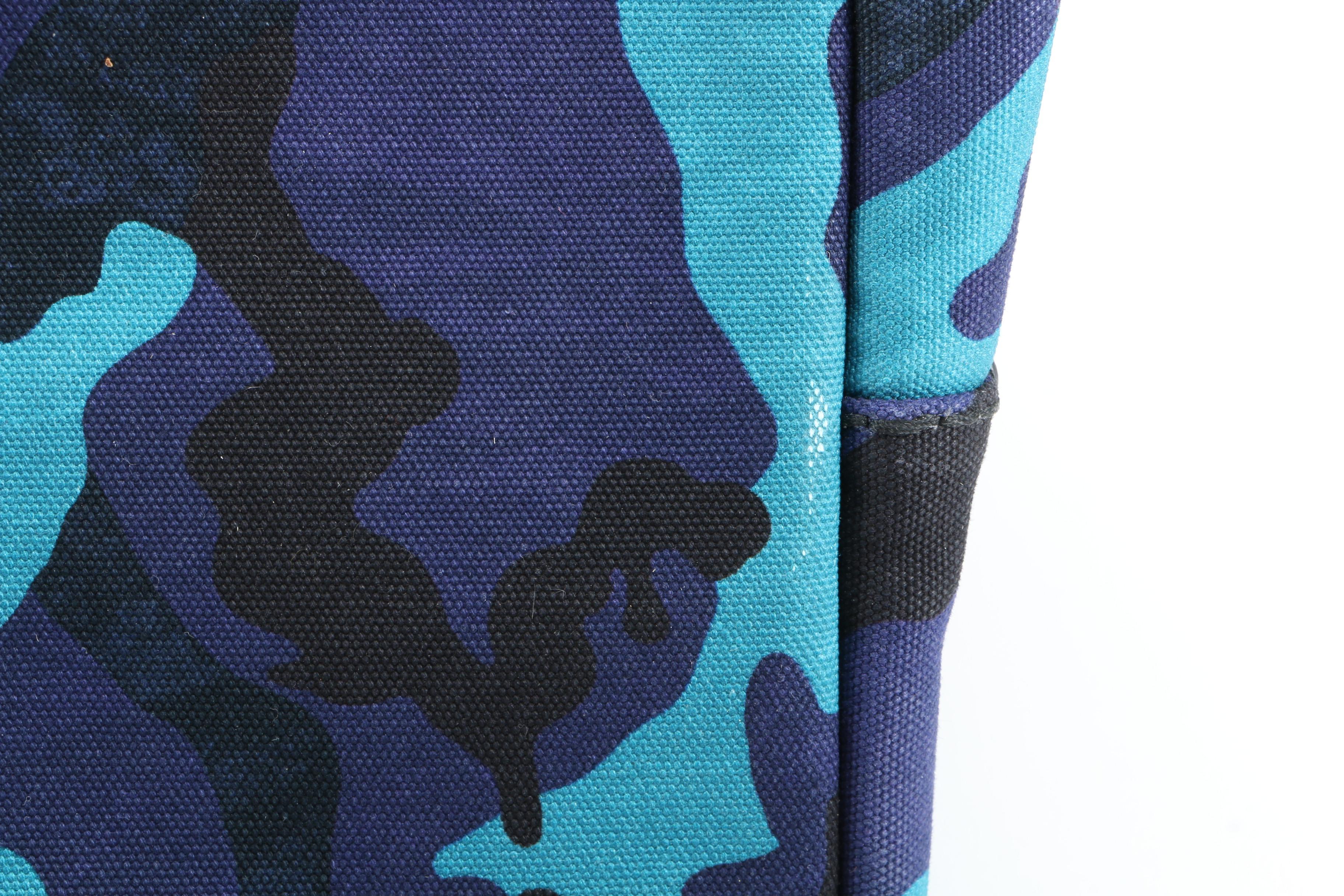 Prada Convertible Tote Bag in Blue Printed Canapa Canvas