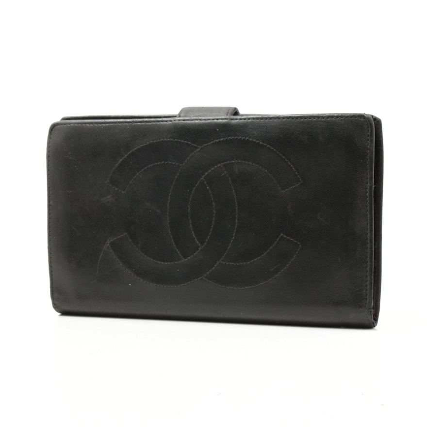 Chanel CC Black Lambskin Leather Wallet