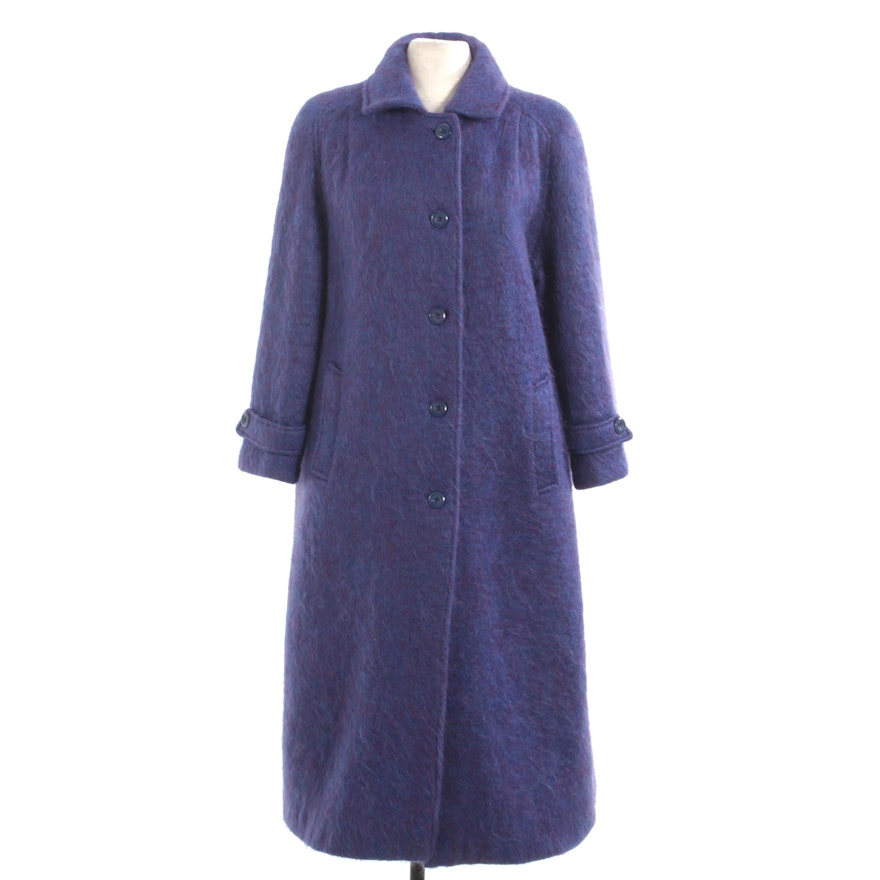 Avoca Handweavers of Ireland Purple Mohair and Wool Blend Single-Breasted Coat