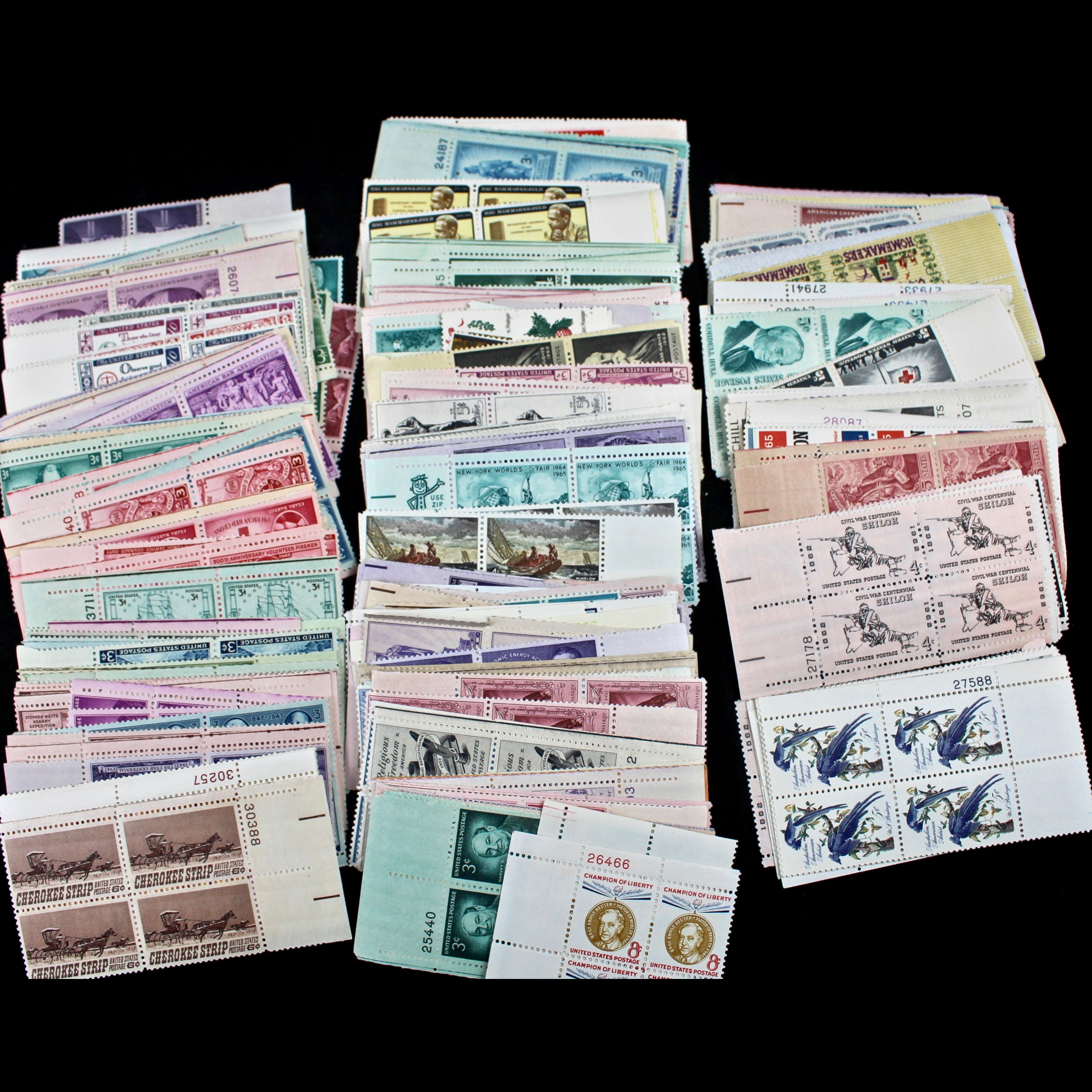 270 U.S. Postage Stamp Plate Blocks and Zip Blocks
